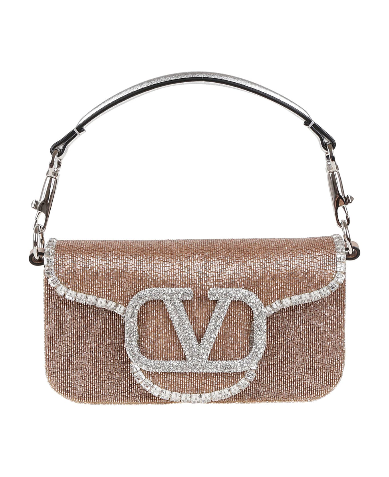 Valentino Garavani Small Shoulder Bag Loco` - Mqt Crystal Rose Cannelle Silver R Cann Crys