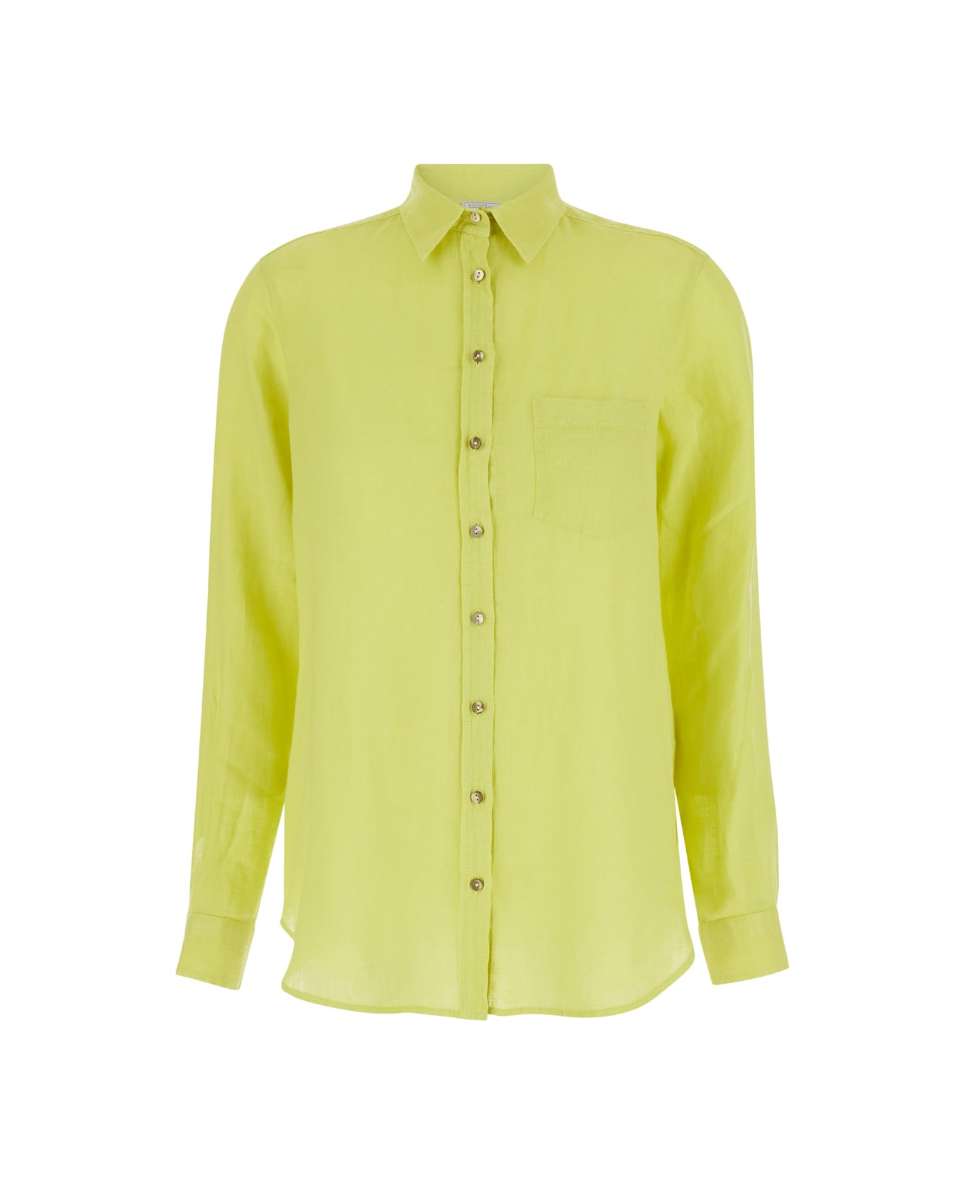 Antonelli Yellow Shirt With Buttons In Linen Woman - Yellow