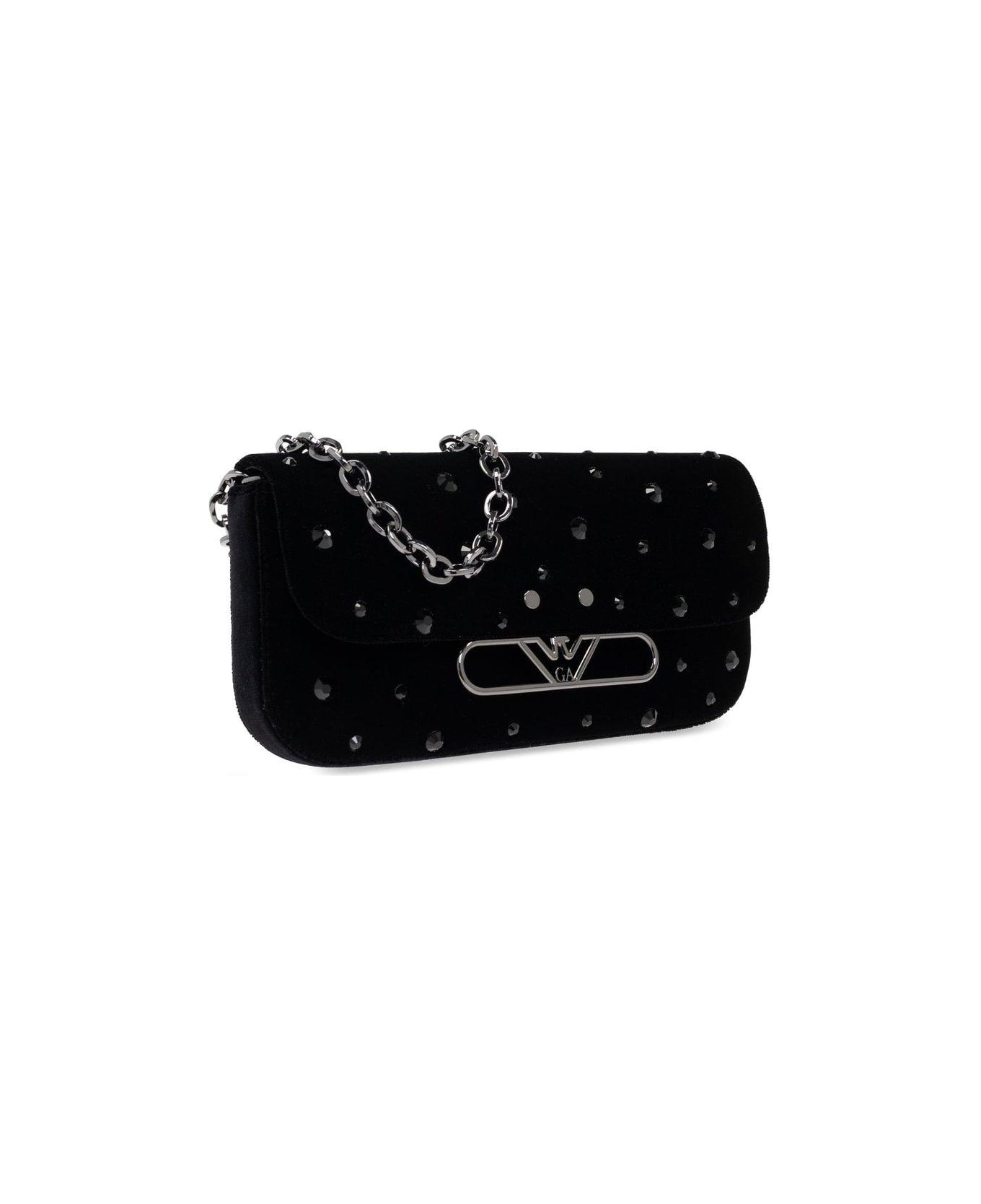 Emporio Armani Velvet Shoulder Bag - Black