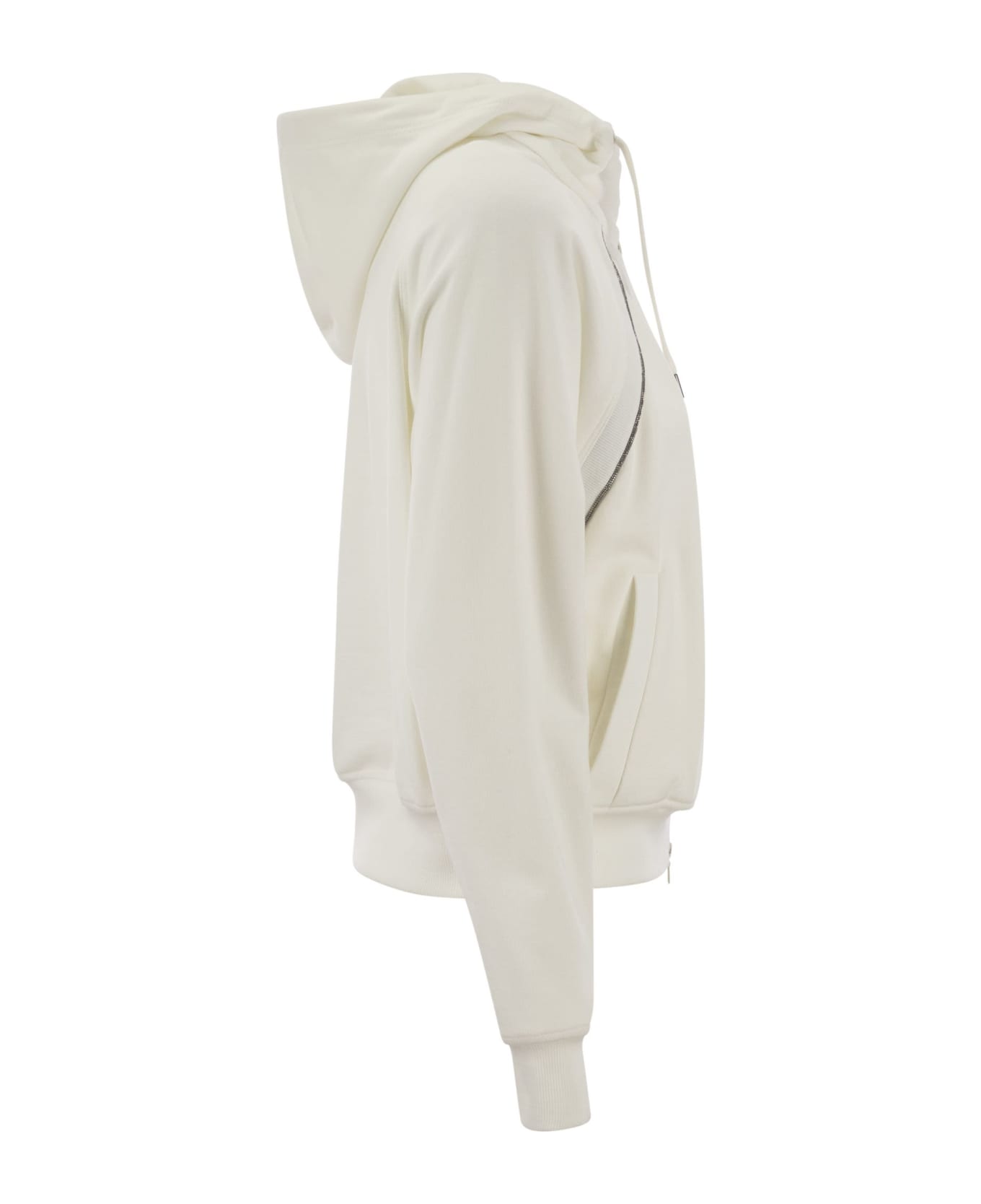 Brunello Cucinelli Smooth Cotton Fleece Hooded Topwear - White ジャケット