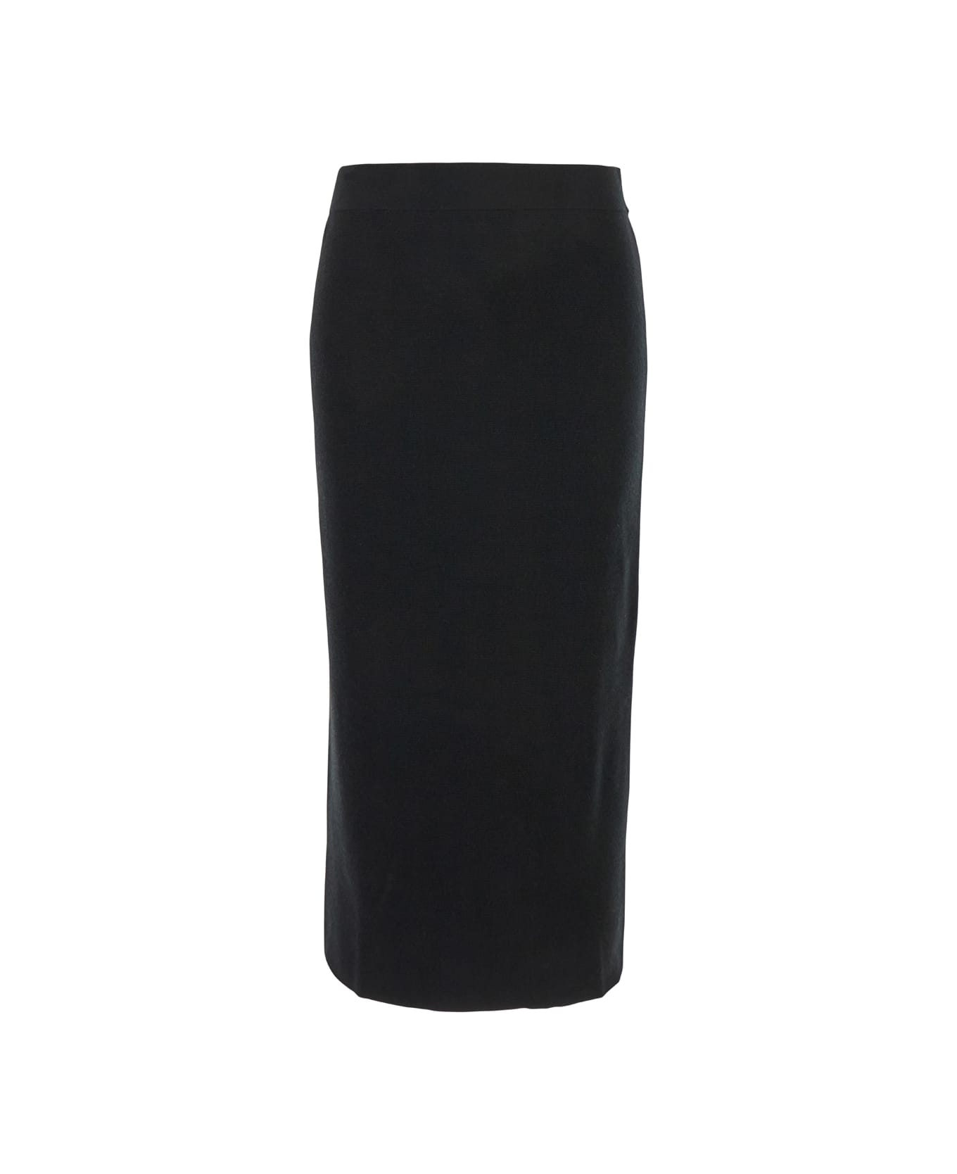 Parosh Black Skirt With High Elastic Waist And Straight Hem In Wool And Cashmere Stretch Woman - Black