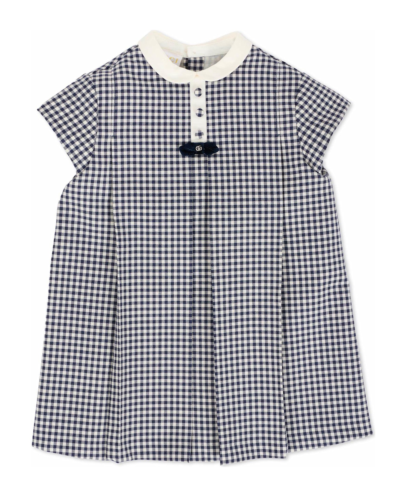 Gucci Blue Dress For Baby Girl With Gg - Blue