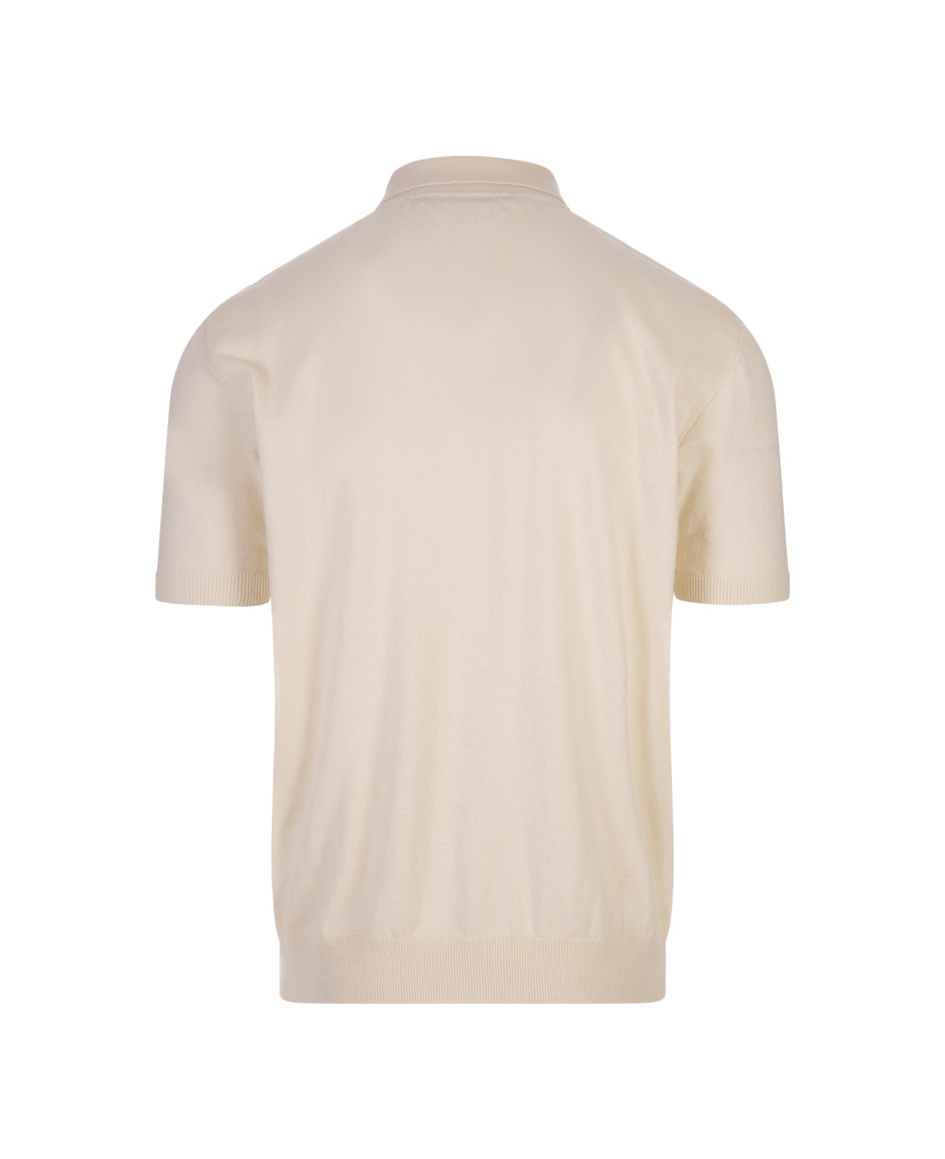 Barrow Dove Knitted Polo Shirt With Crochet Applications - Bianco sporco