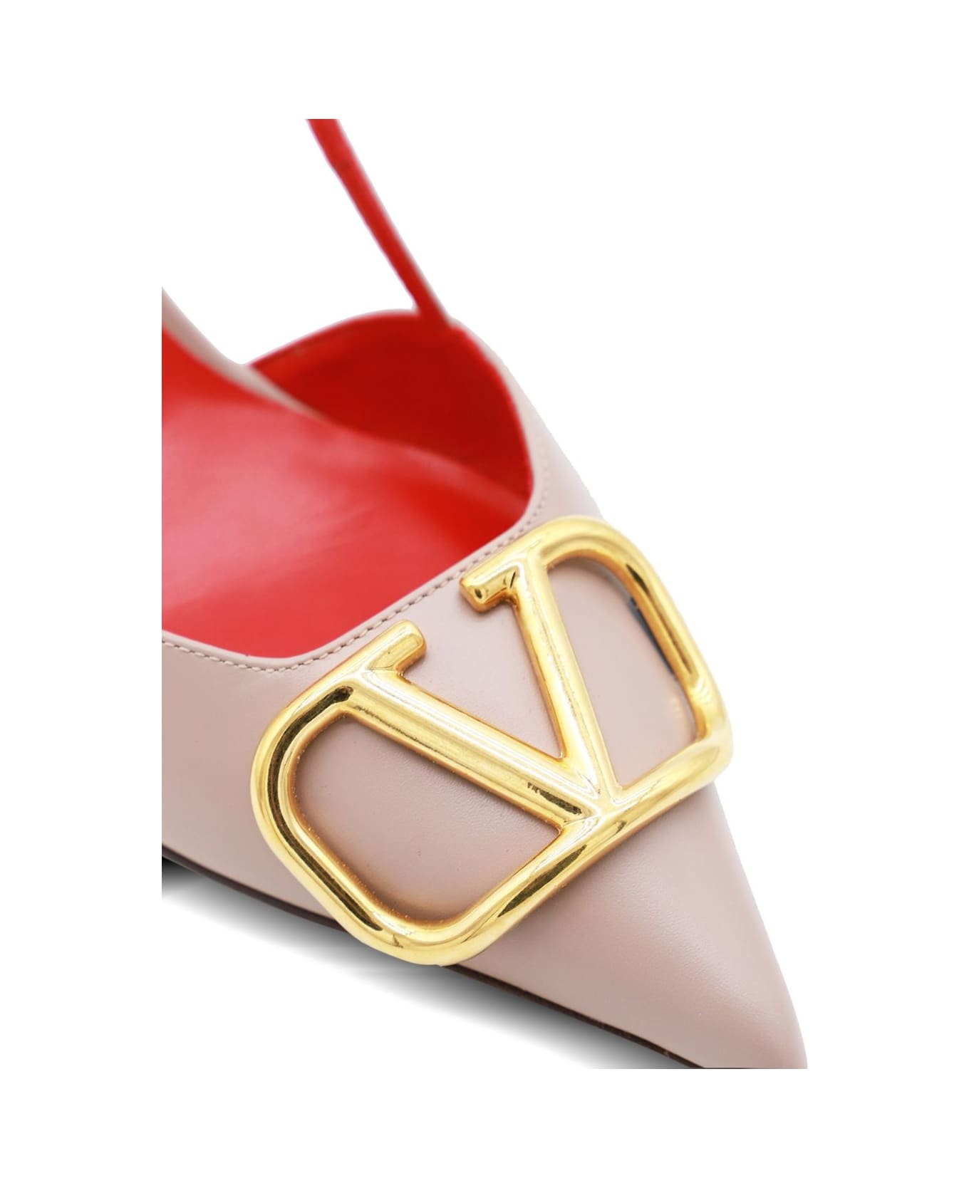 Valentino Garavani Vlogo Signature Leather Slingback Pumps - Powder