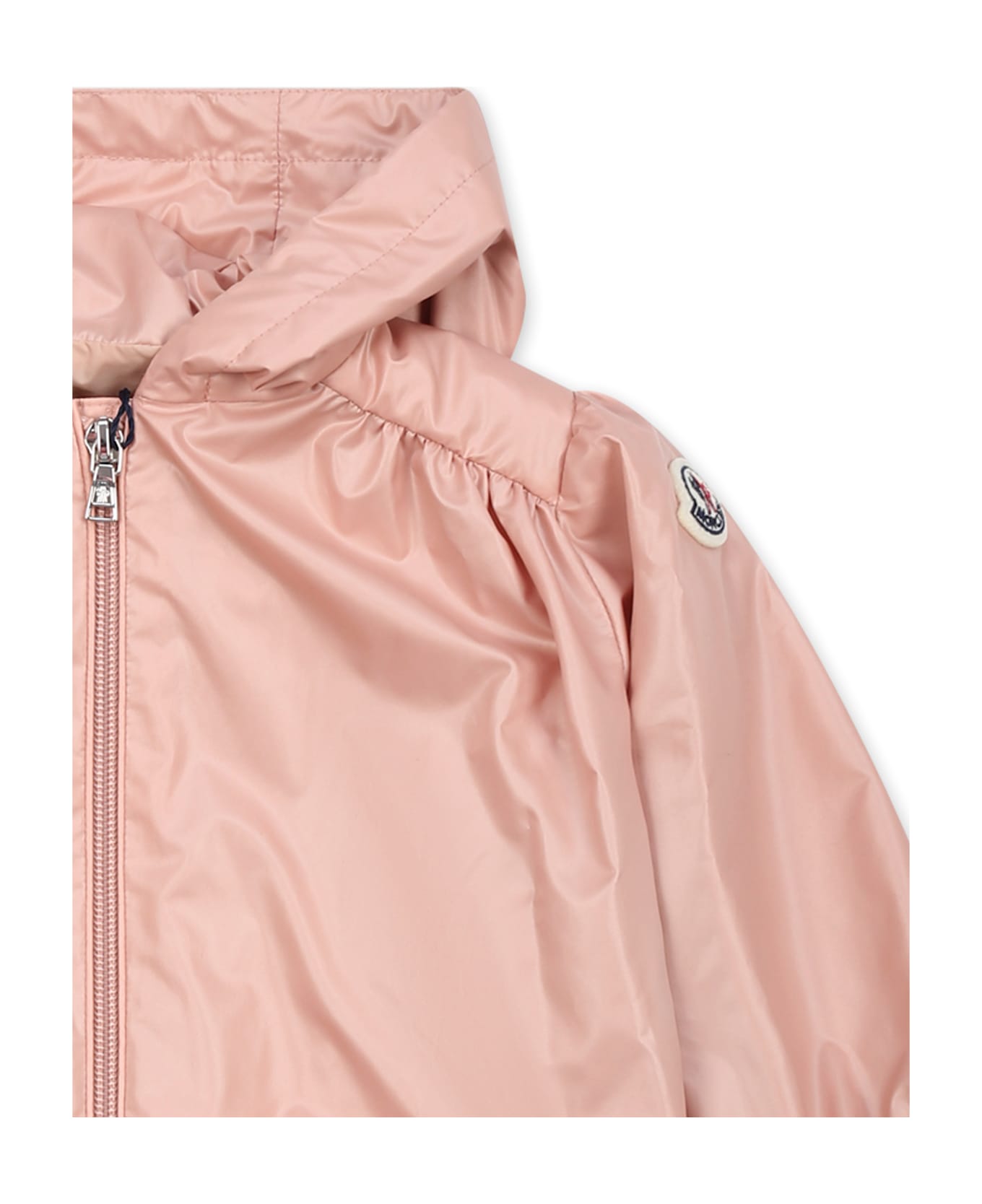 Moncler Pink Chazeron Windbreaker Jacket For Baby Girl With Logo - Pink