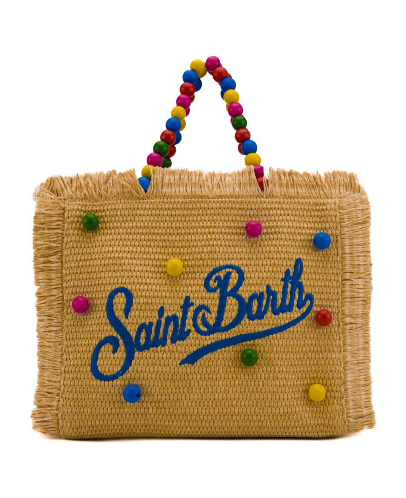 MC2 Saint Barth Colette Bag In Wood Beads Multicolor Straw - Naturale