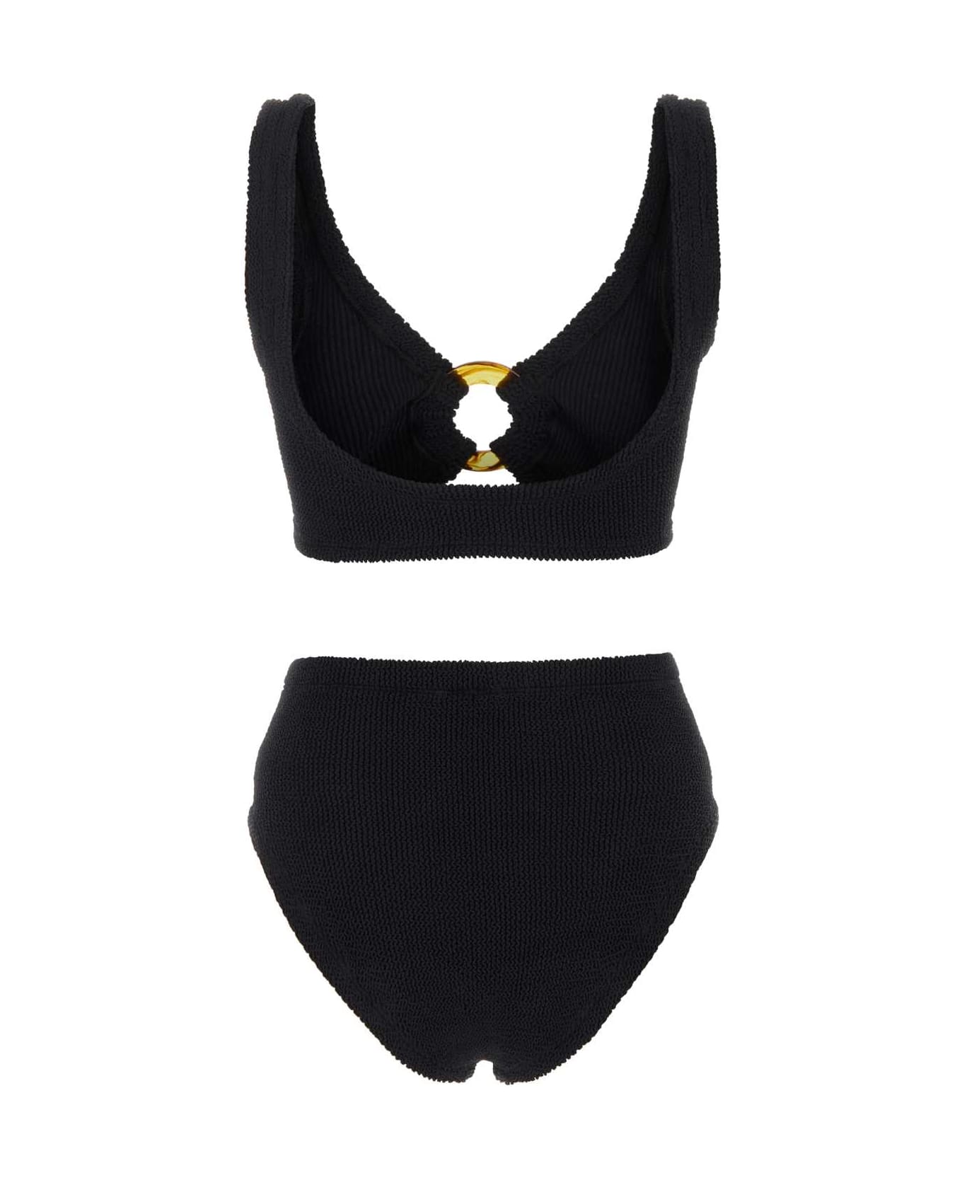 Hunza G Black Stretch Nylon Nadine Bikini - BLACK