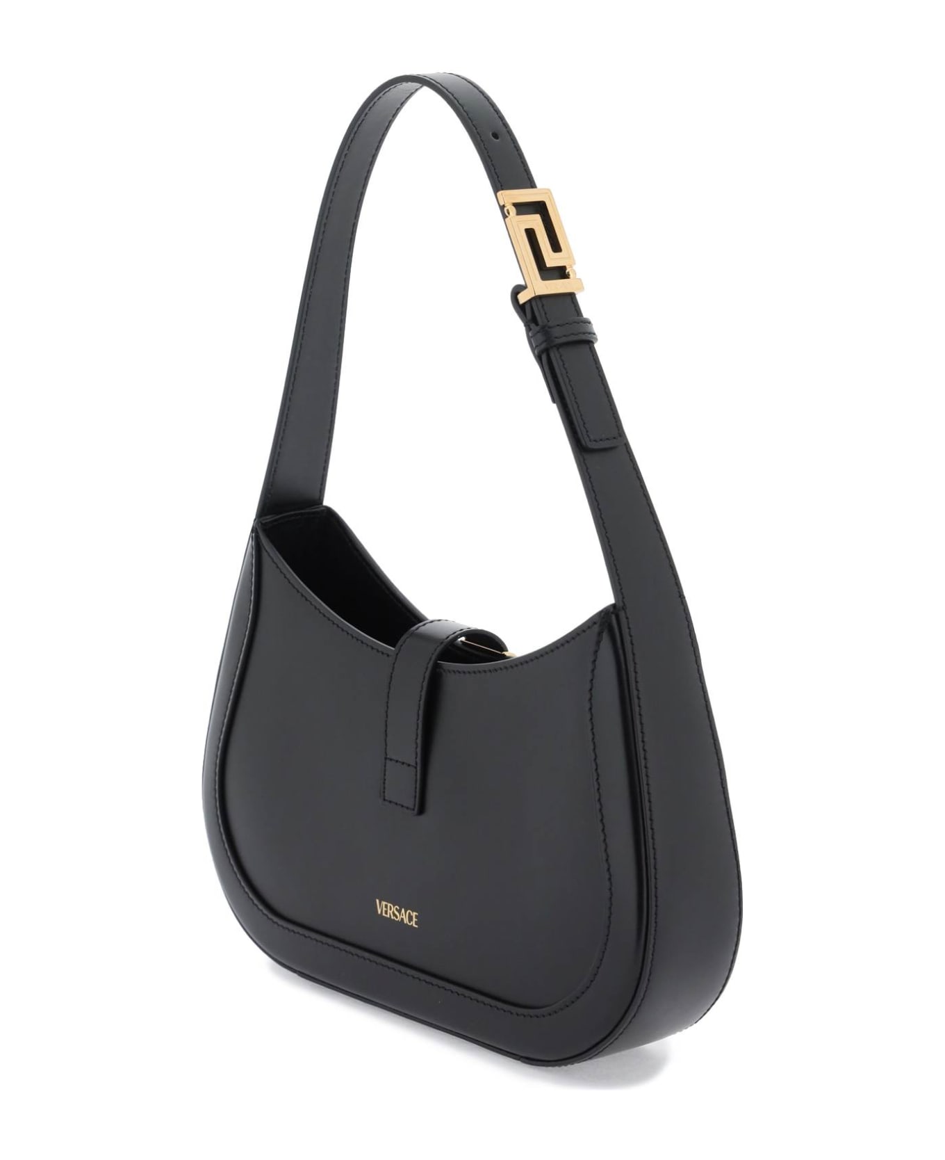 Versace Black Leather Bag - Black-versace Gold