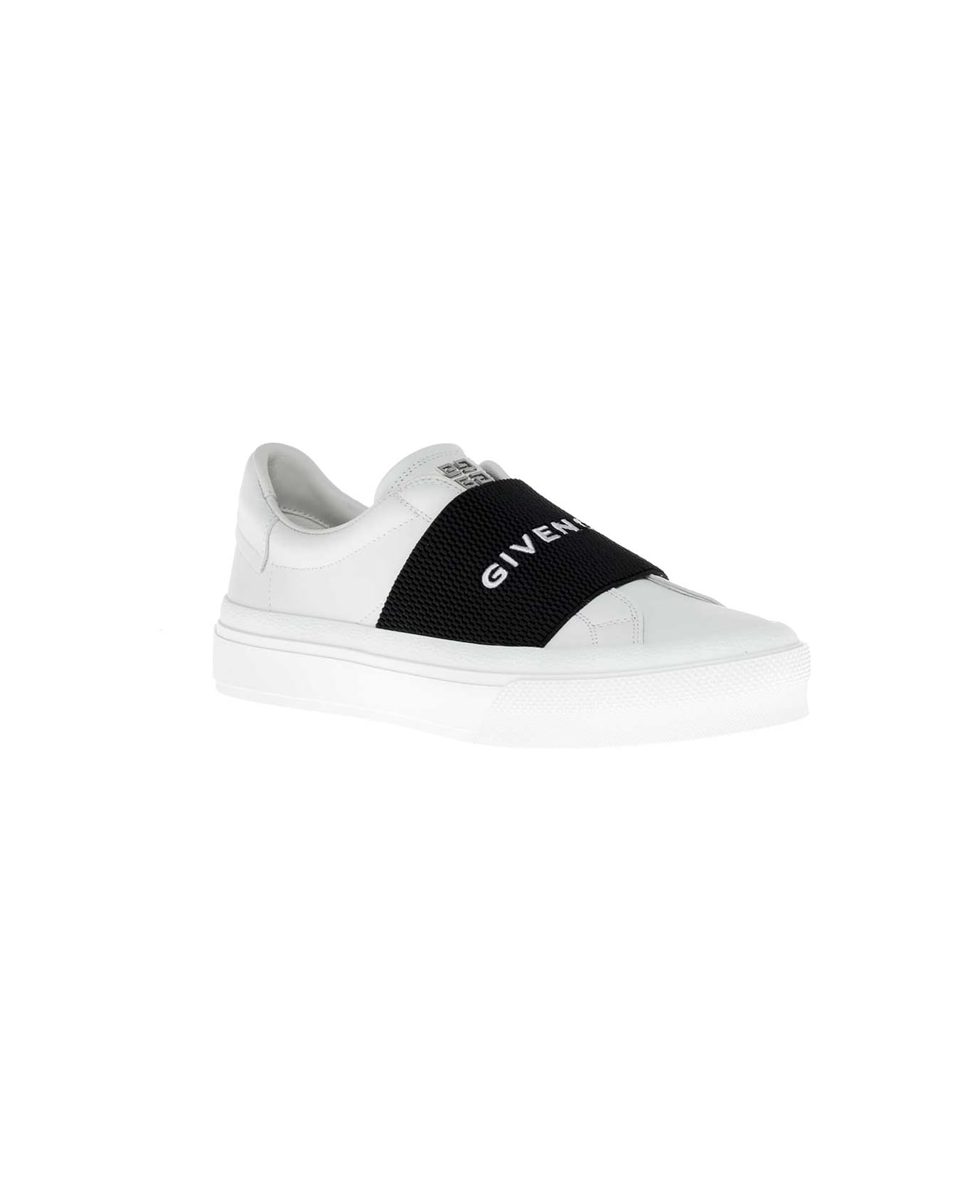 Givenchy 'city Court' White Low Top Sneakers With Logo In Leather Woman - White