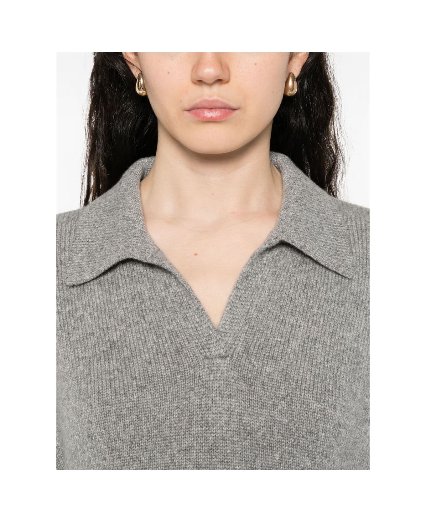 Khaite Herve Cashmere Polo Shirt - Grey