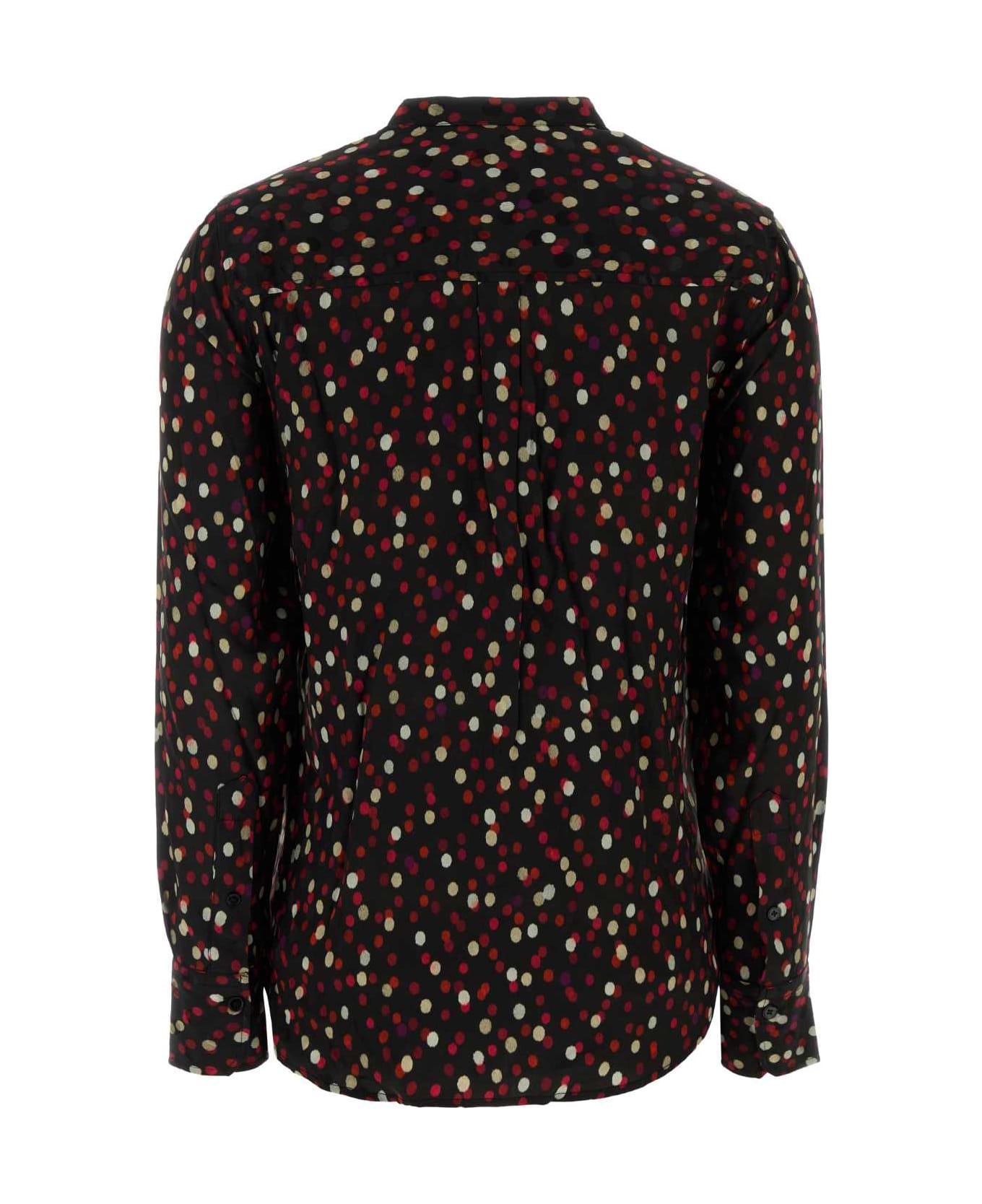 Isabel Marant Printed Stretch Silk Rusak Shirt - BLACKRED シャツ