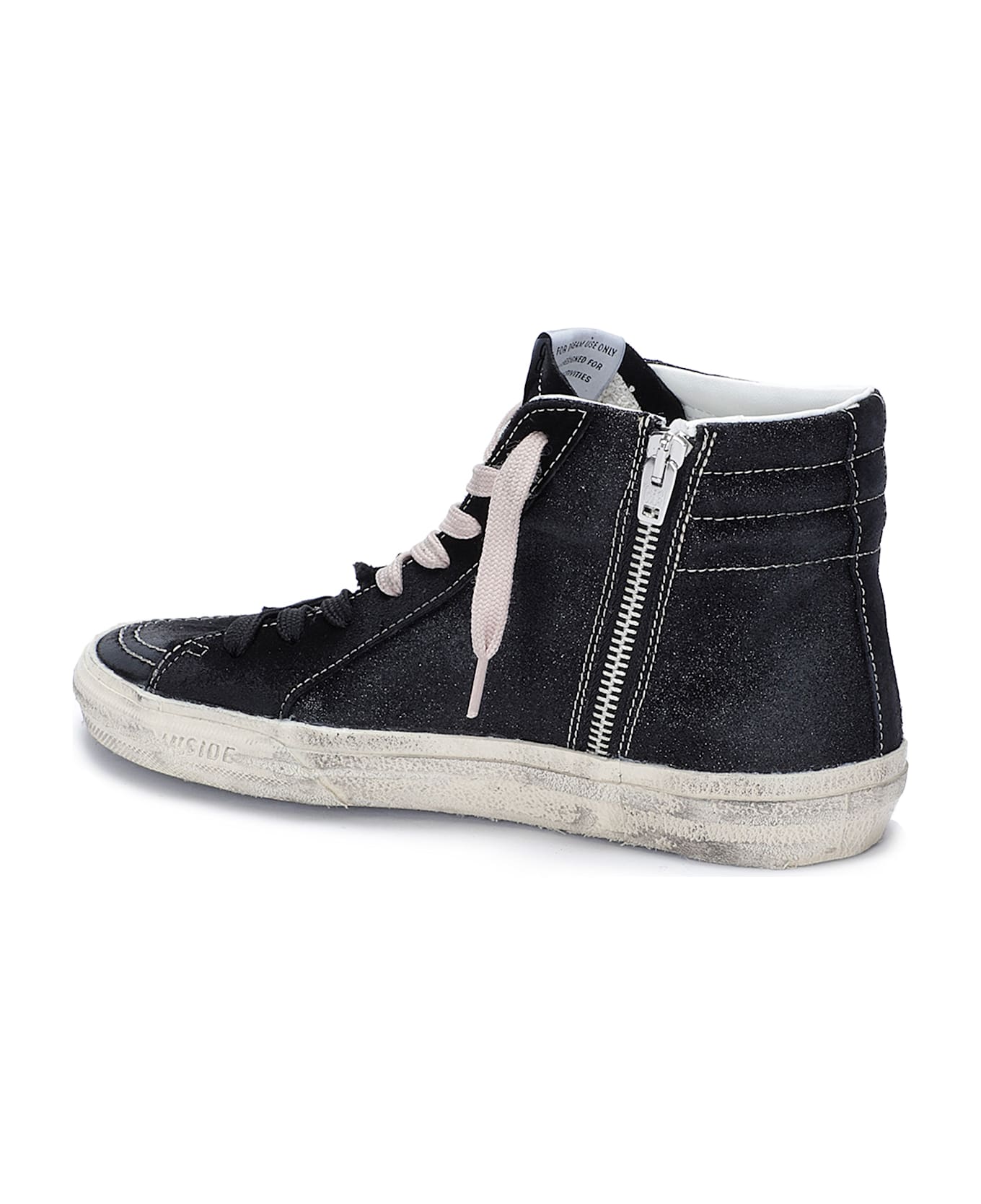 Golden Goose Slide Classic Glitter Upper Suede Toe Leather Star - BLACK