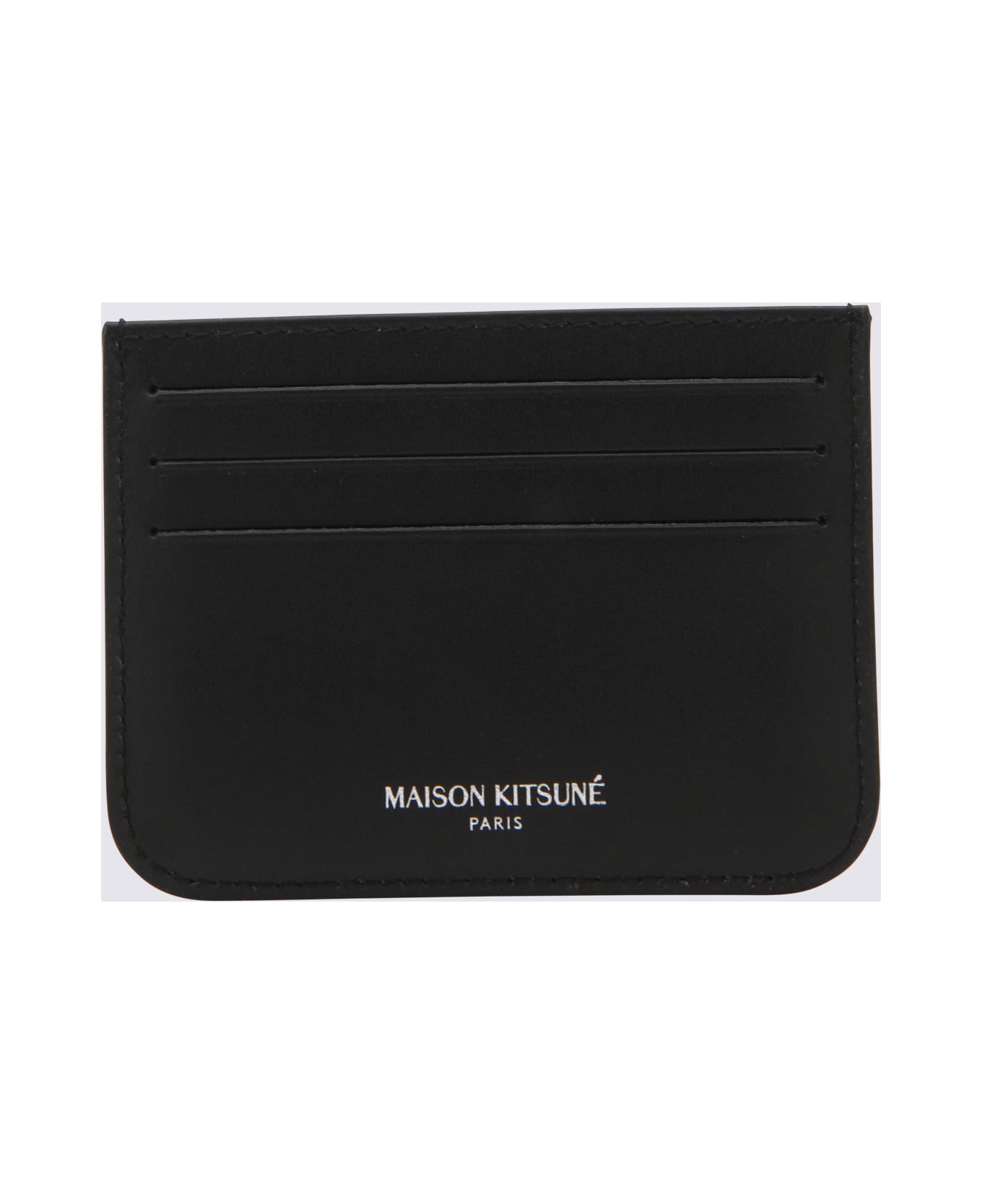 Maison Kitsuné Black Leather Card Holder - Black 財布