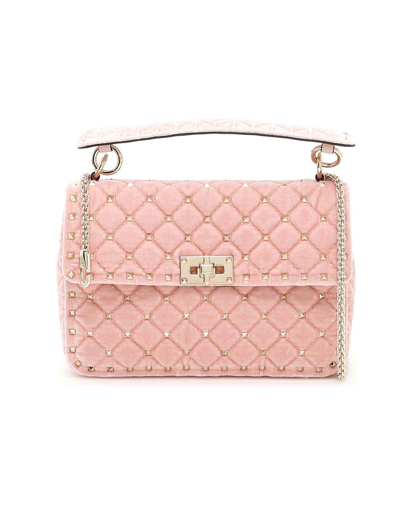 Valentino Velvet Rockstud Spike Bag - WATER ROSE|Rosa