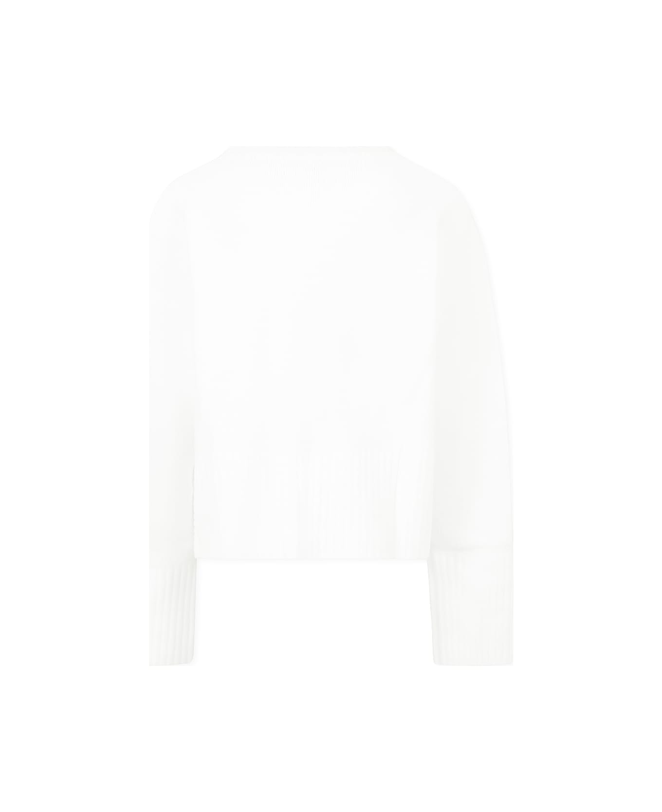 Pinko White Sweater For Girl With Logo - White