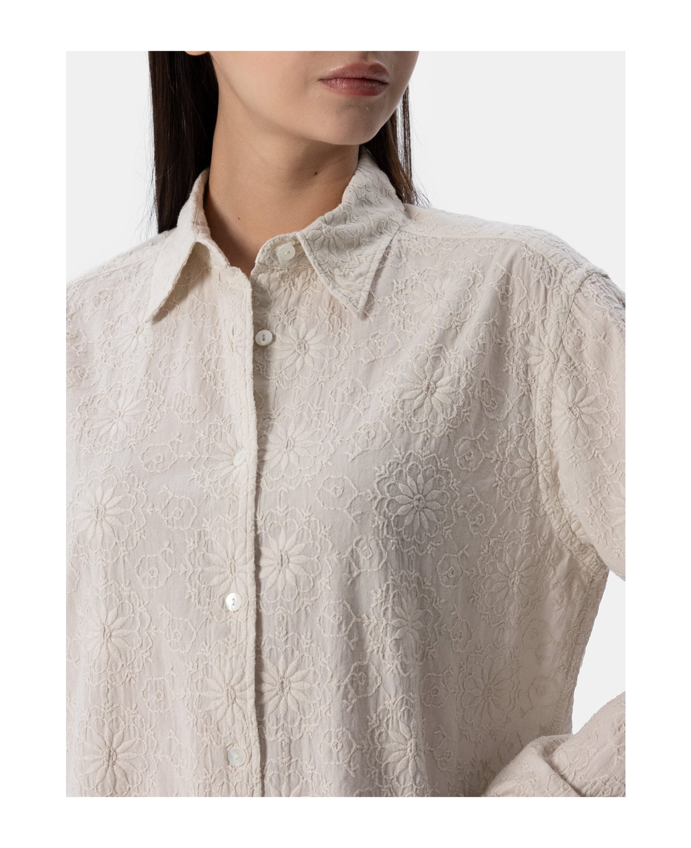 MC2 Saint Barth Woman Classic Sangallo Cotton Shirt Meredith - WHITE