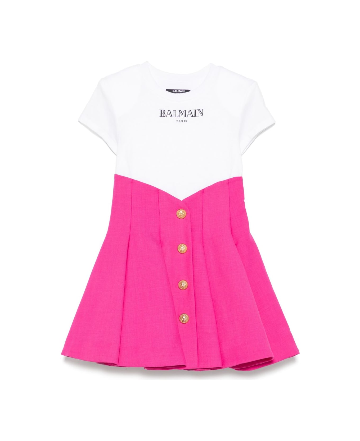 Balmain Abito Con Logo - Fucsia