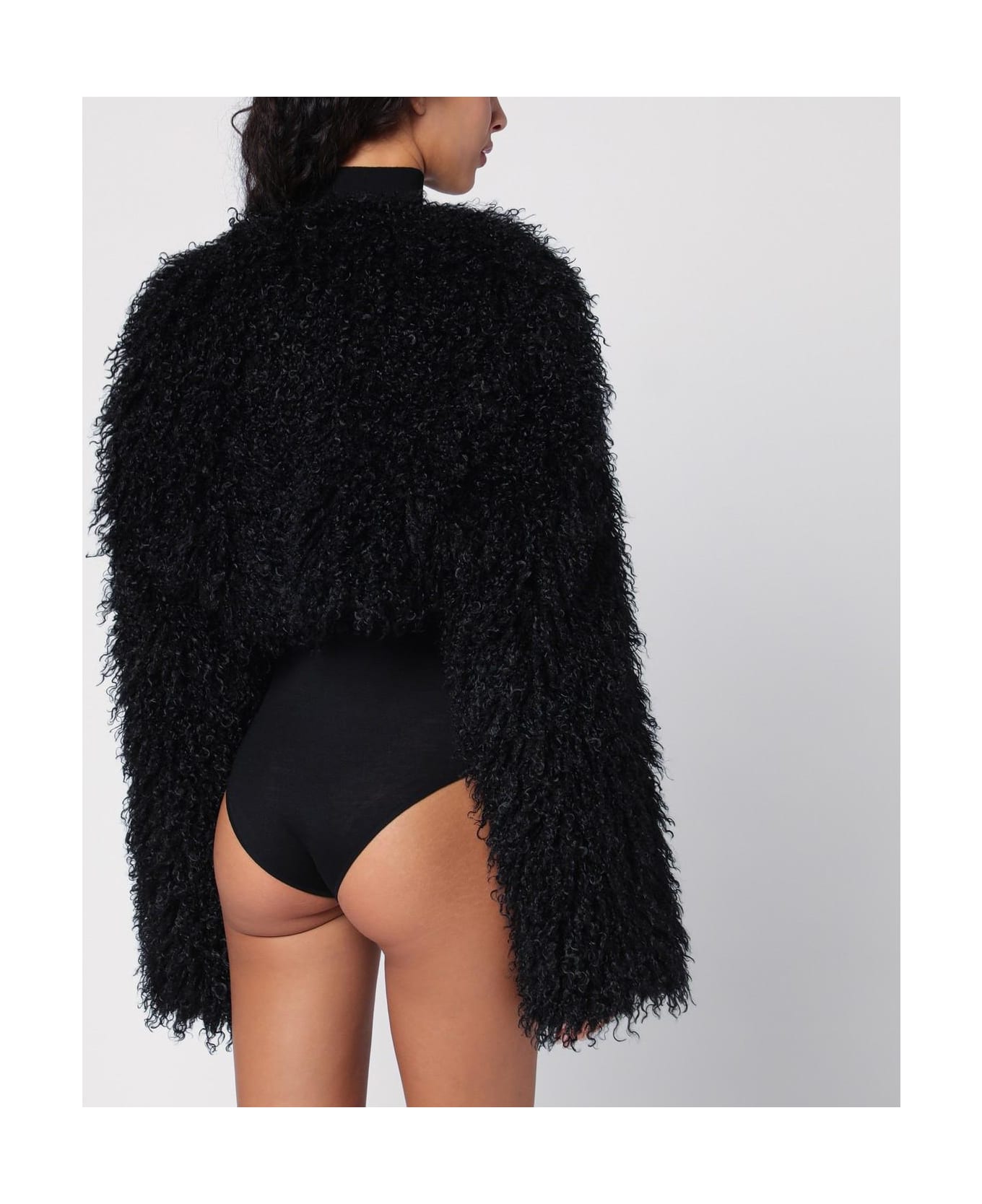 SportMax Black Faux Fur Shawl - Black