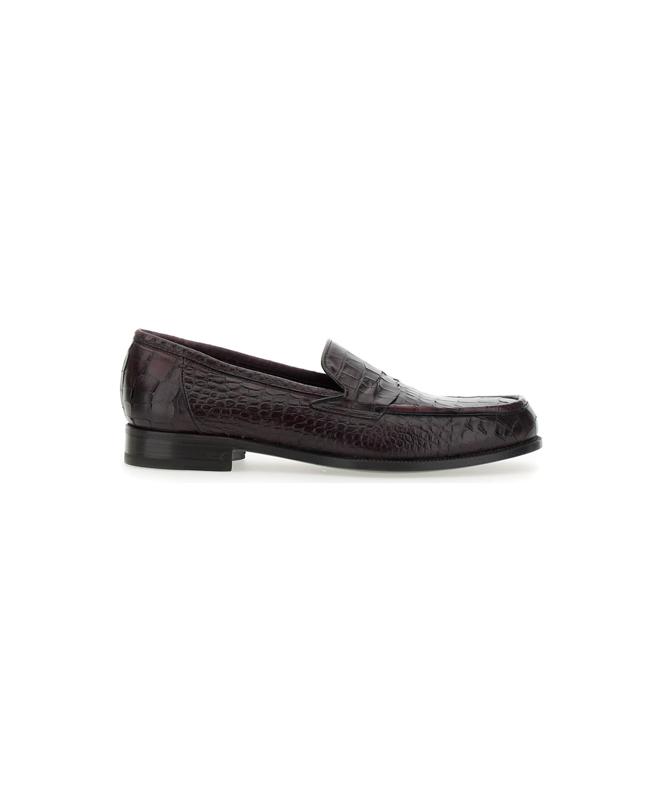 Lidfort 'luisiana' Bordeaux Loafers With Embossed Crocodile Effect In Leather Man - Bordeaux
