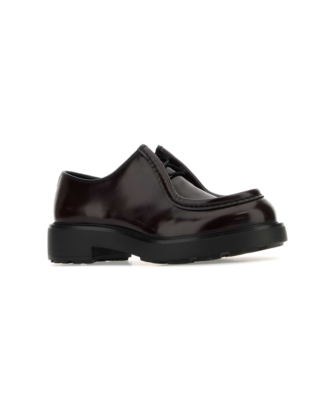 Prada Grape Leather Diapason Lace-up Shoes - CORDOVAN