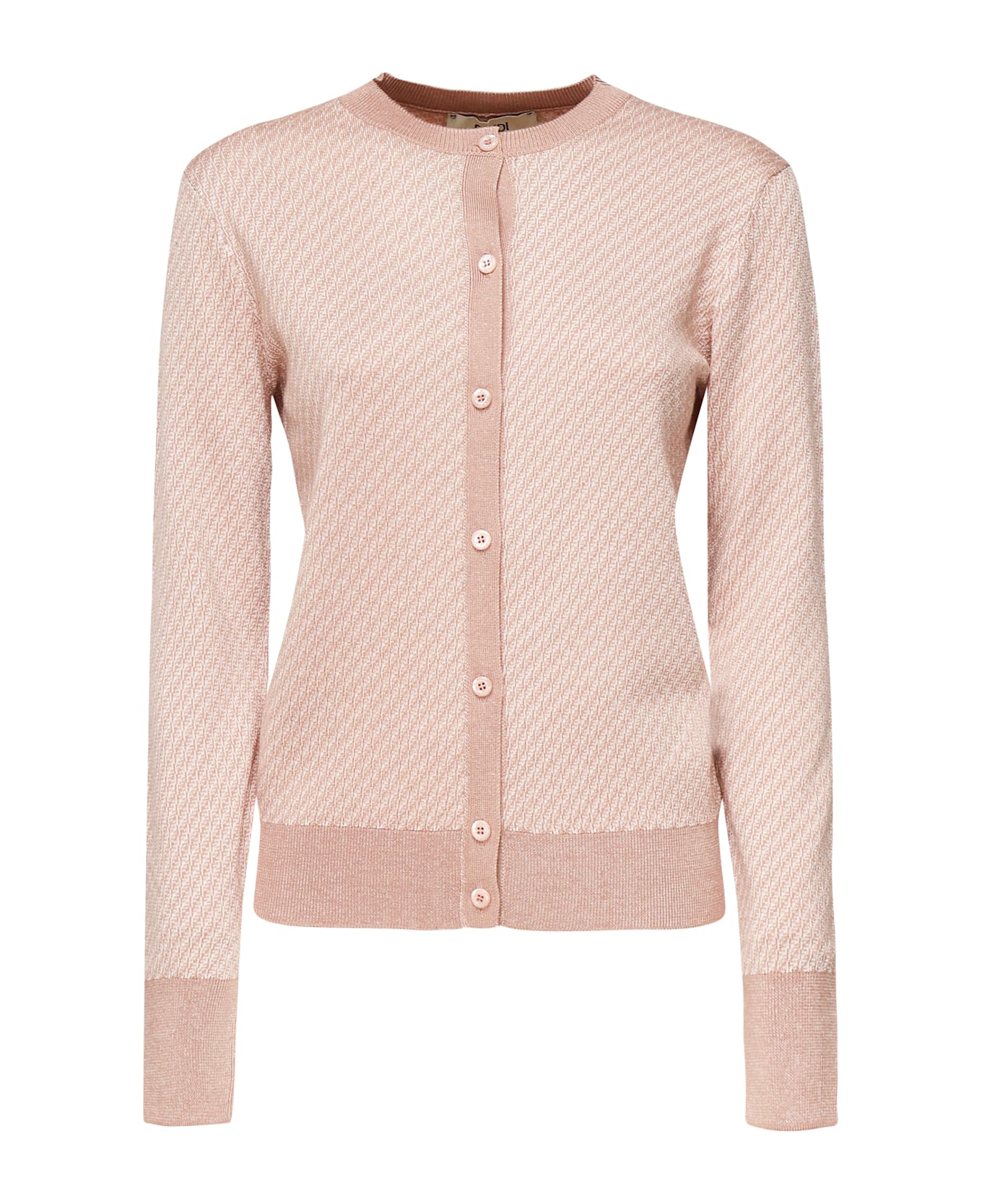 Fendi Cardigan With Iconic Ff Pattern - STRAWBERRY CREAM-25