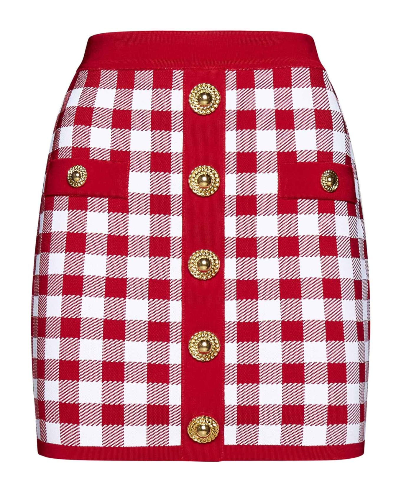 Balmain Viscose-blend Knit Miniskirt - Rouge/blanc