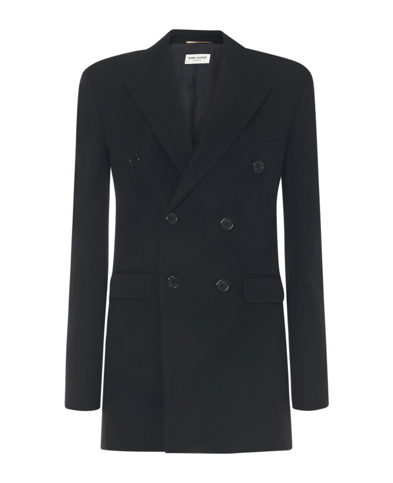 Saint Laurent Wool Coat - Black