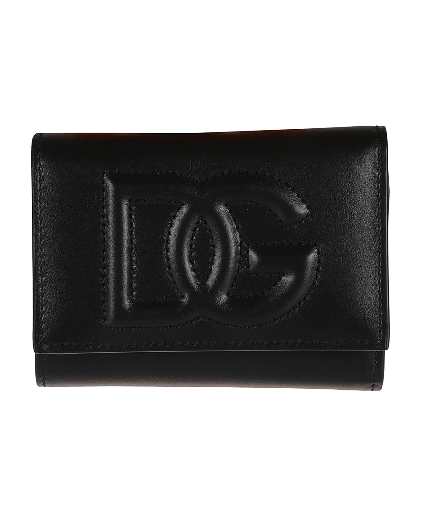 Dolce & Gabbana Logo Embossed Snap Button Wallet - Black