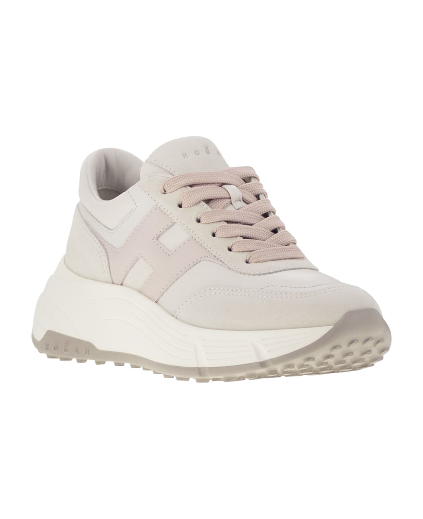 Hogan Hi-fi Trainers With Side H - White/pink