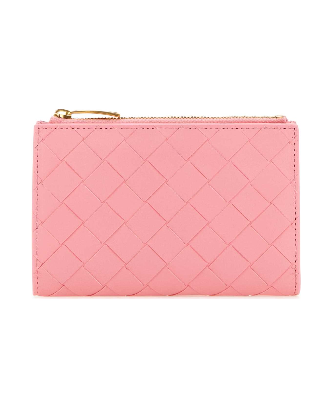 Bottega Veneta Pink Nappa Leather Medium Intrecciato Wallet - PINK
