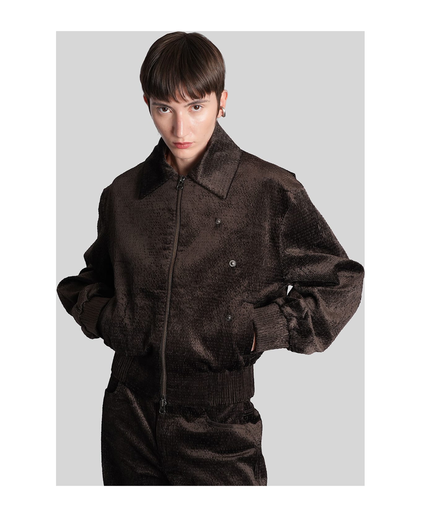 Christopher Esber Bomber Jacket In Brown Cotton - brown