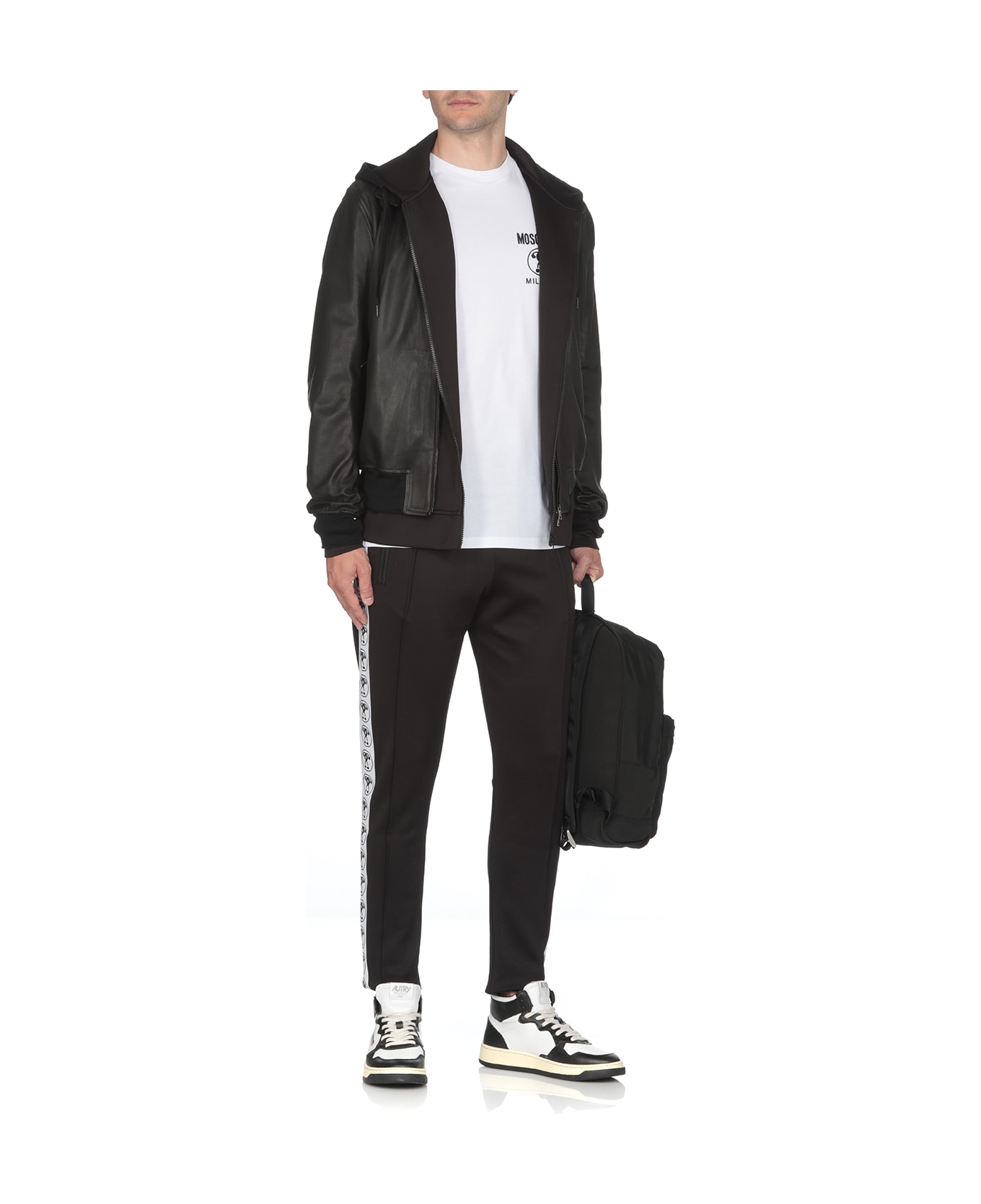 Moschino T-shirt With Double Question Mark Logo - Fantasia Bianco