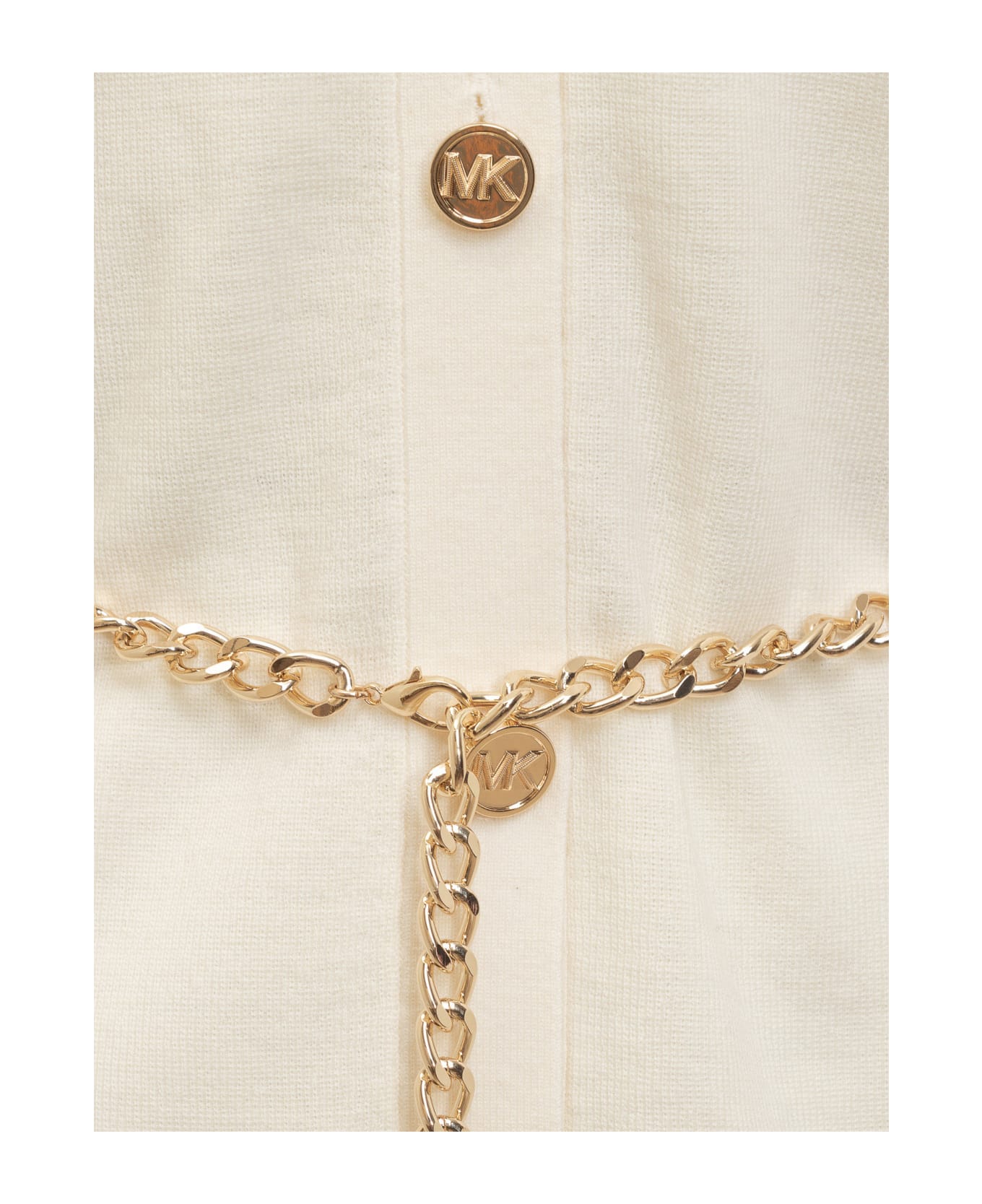 MICHAEL Michael Kors Chain Belt Cardigan - BONE