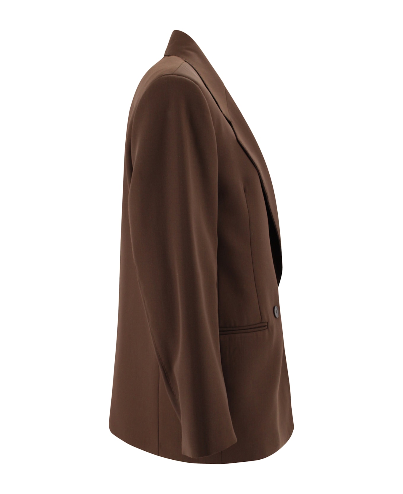 Weekend Max Mara Blazer In Pure Wool Levantina Fabric. - Brown