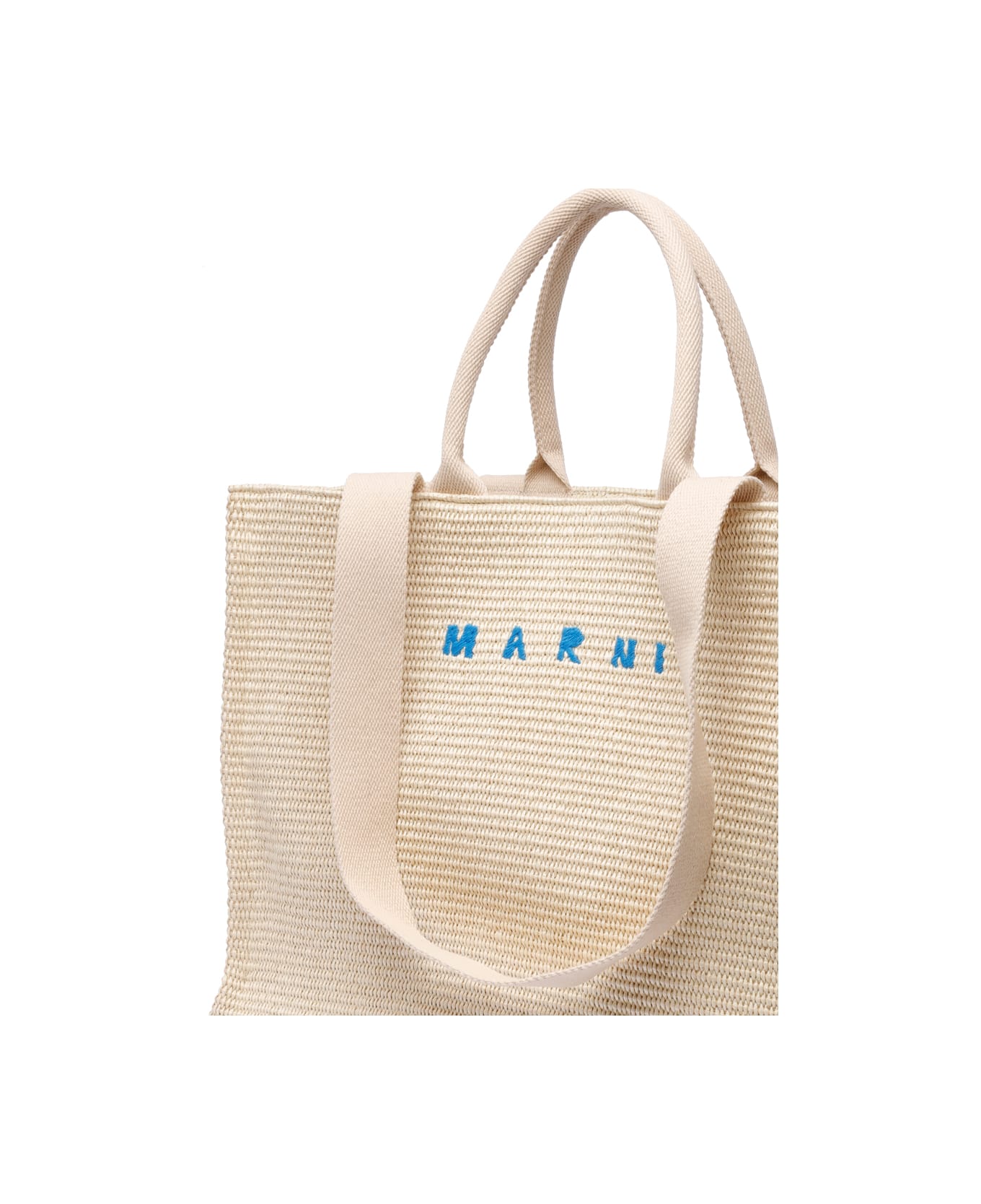 Marni Fabric Rafia Effect Shopping Bag - White