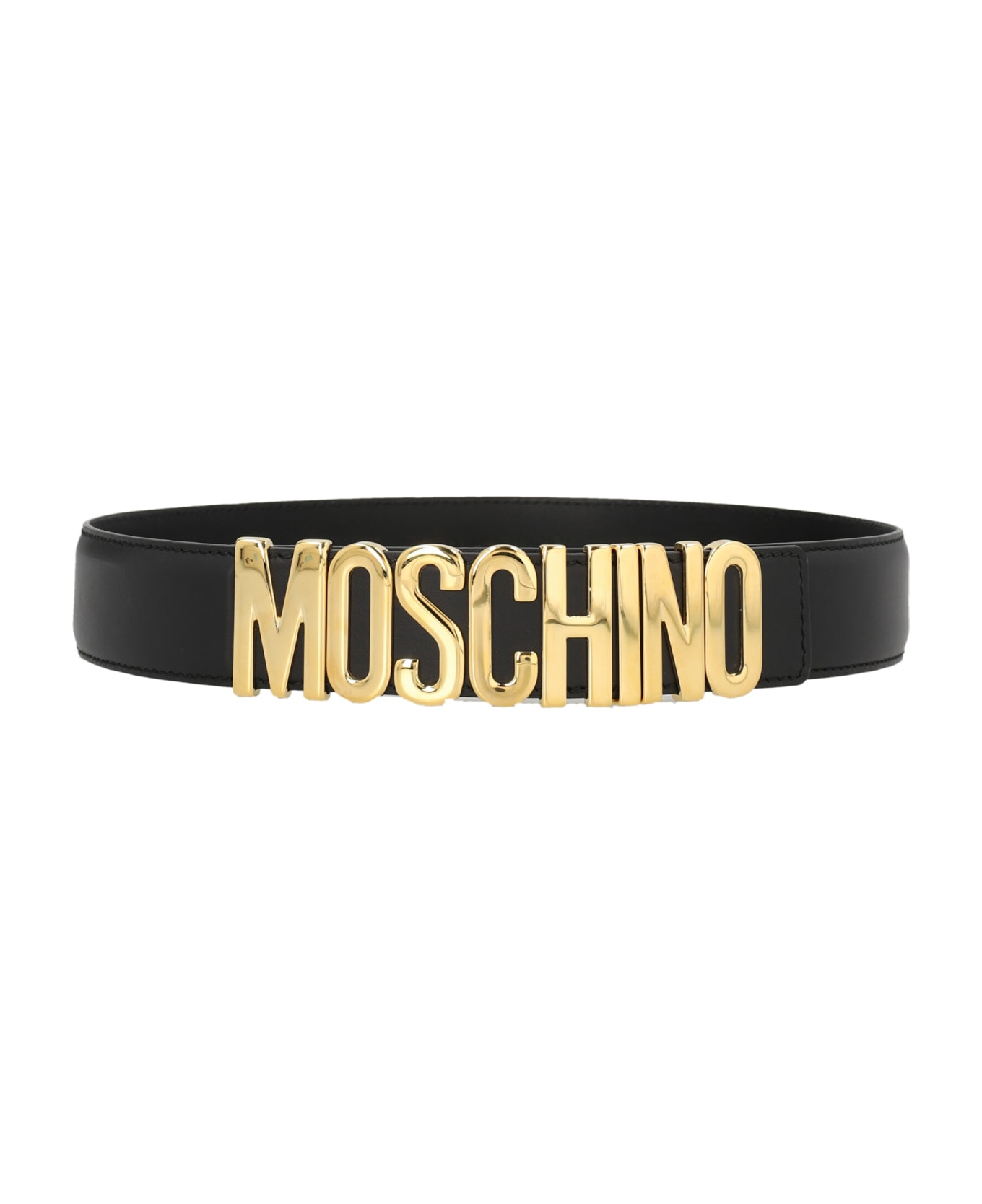 Moschino Gold Logo Belt - Nero