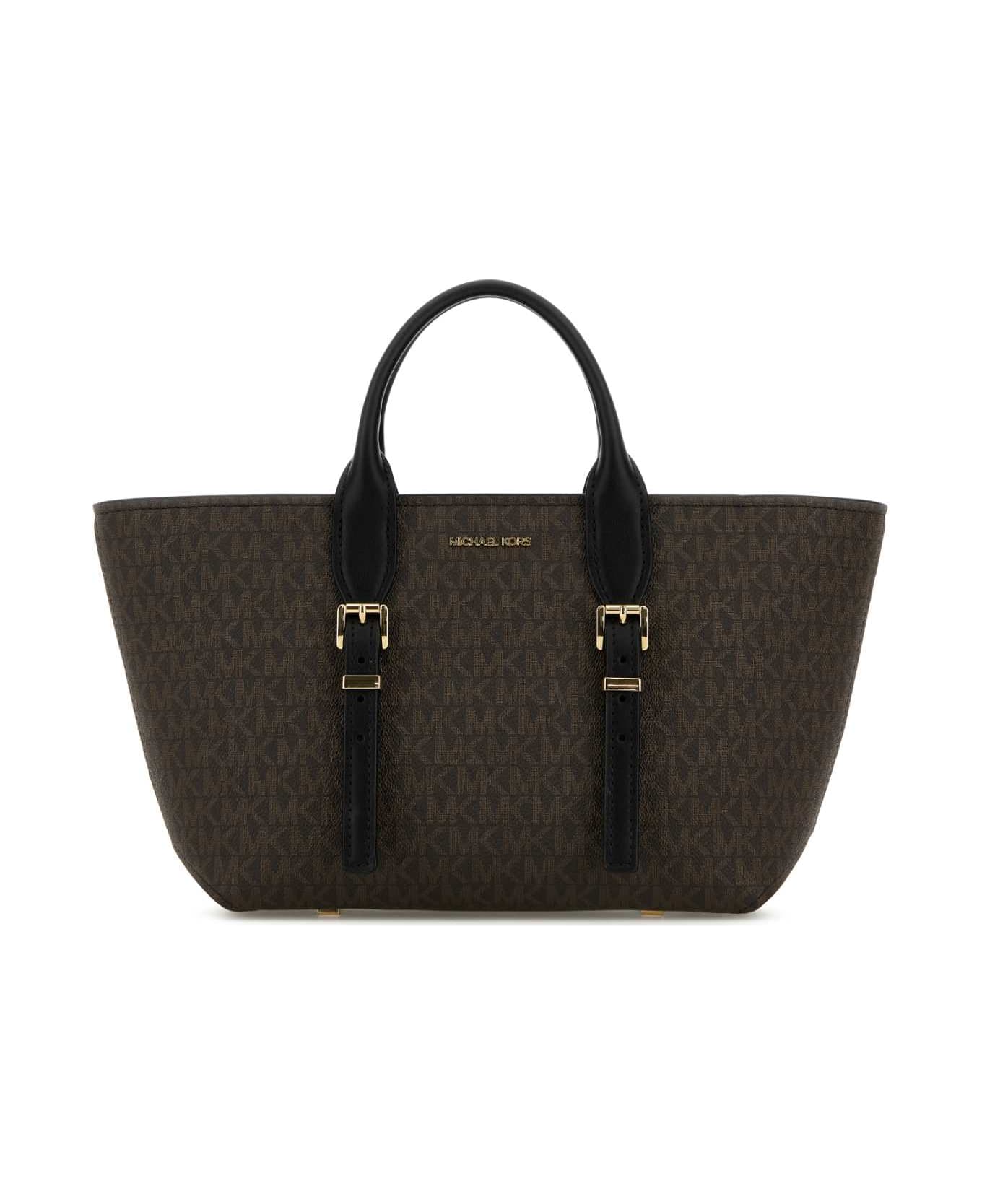Michael Kors Printed Canvas Moore Shopping Bag - BROWNBLK