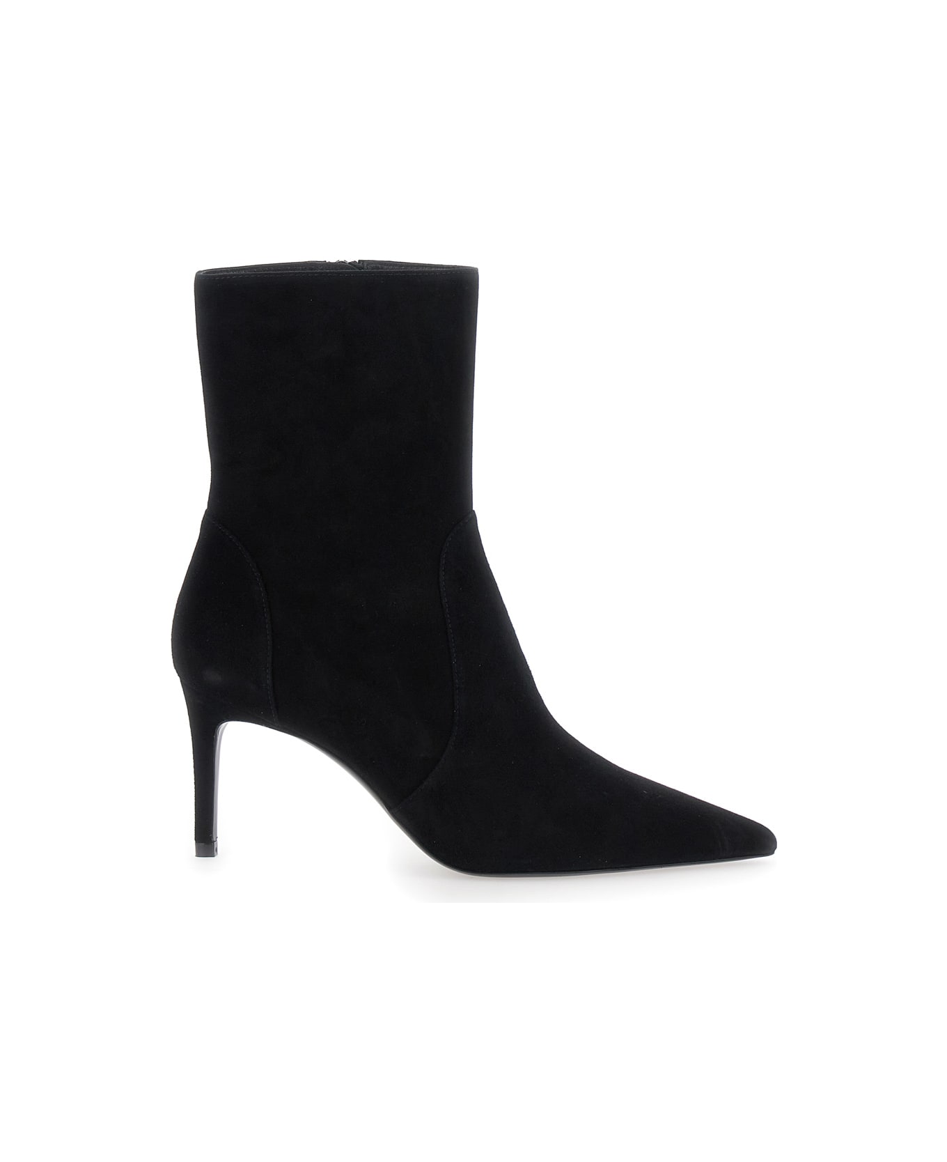 Stuart Weitzman Black Ankle Boots With Stiletto Heel And Zip Closure On The Side In Suede Woman - Black