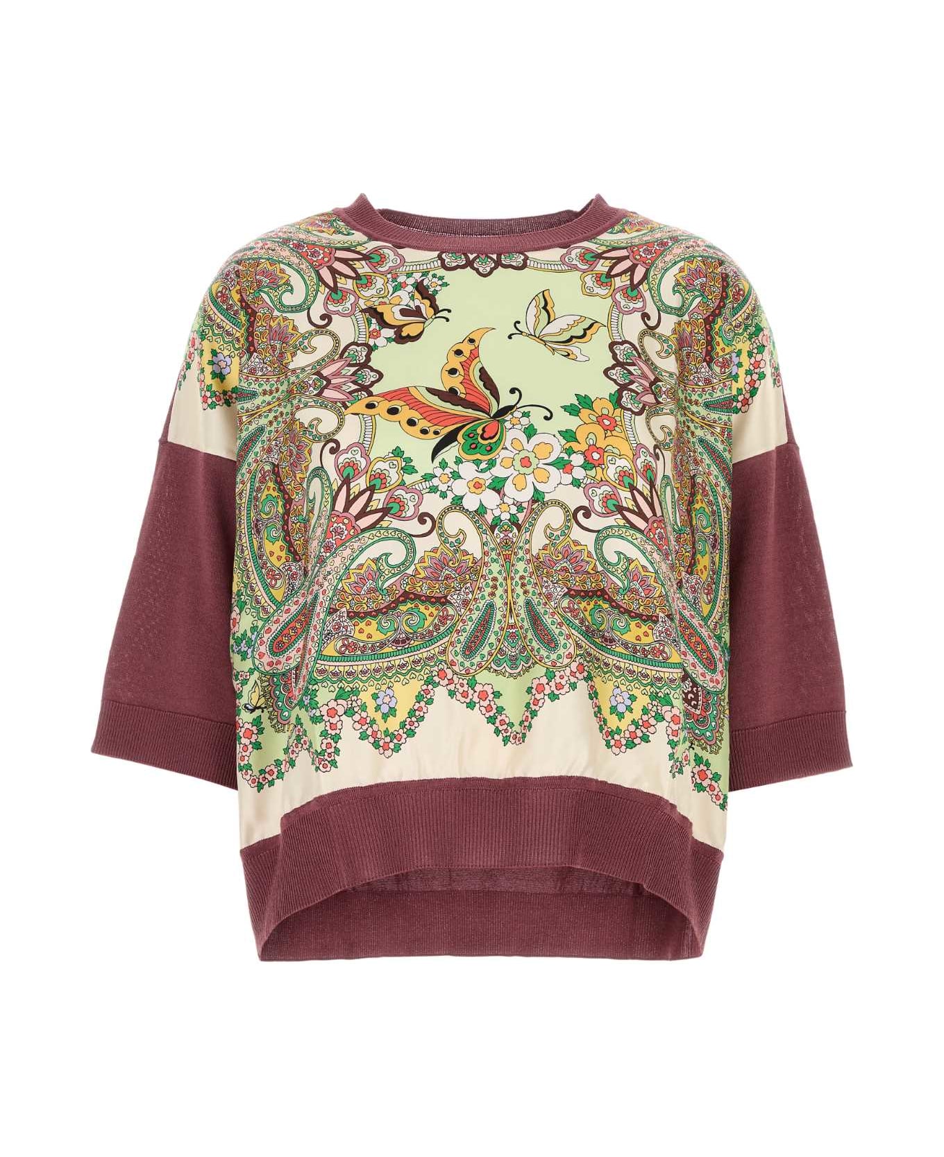 Etro Plum Cotton Blend Sweater - BORDEAUX