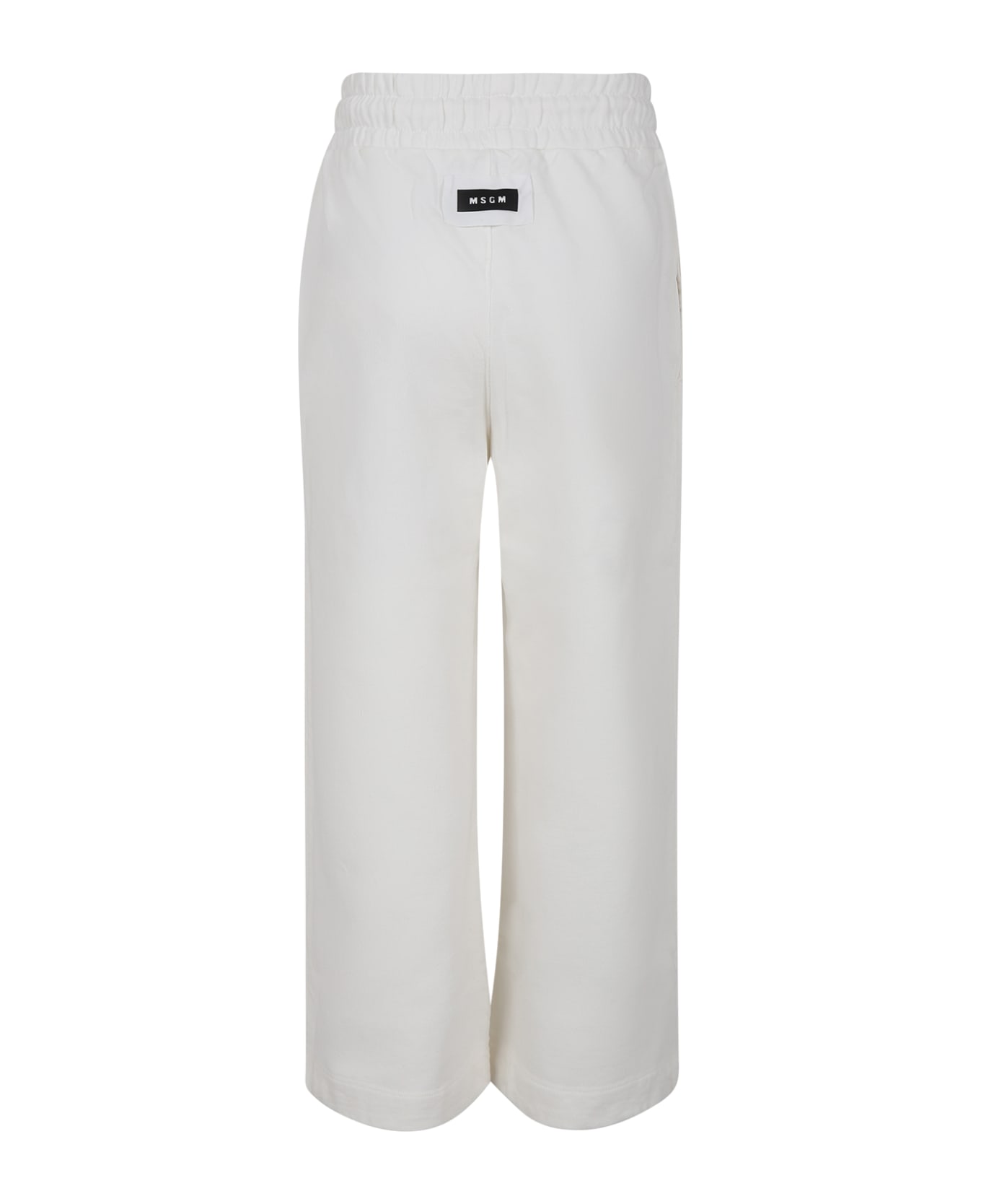 MSGM Ivory Trousers For Girl With Logo - Crema ボトムス