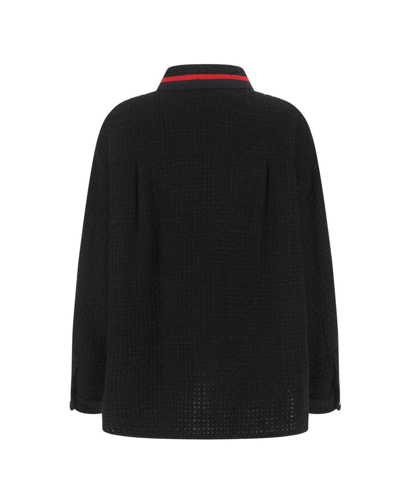 Miu Miu Striped Trim Tweed Jacket - Black