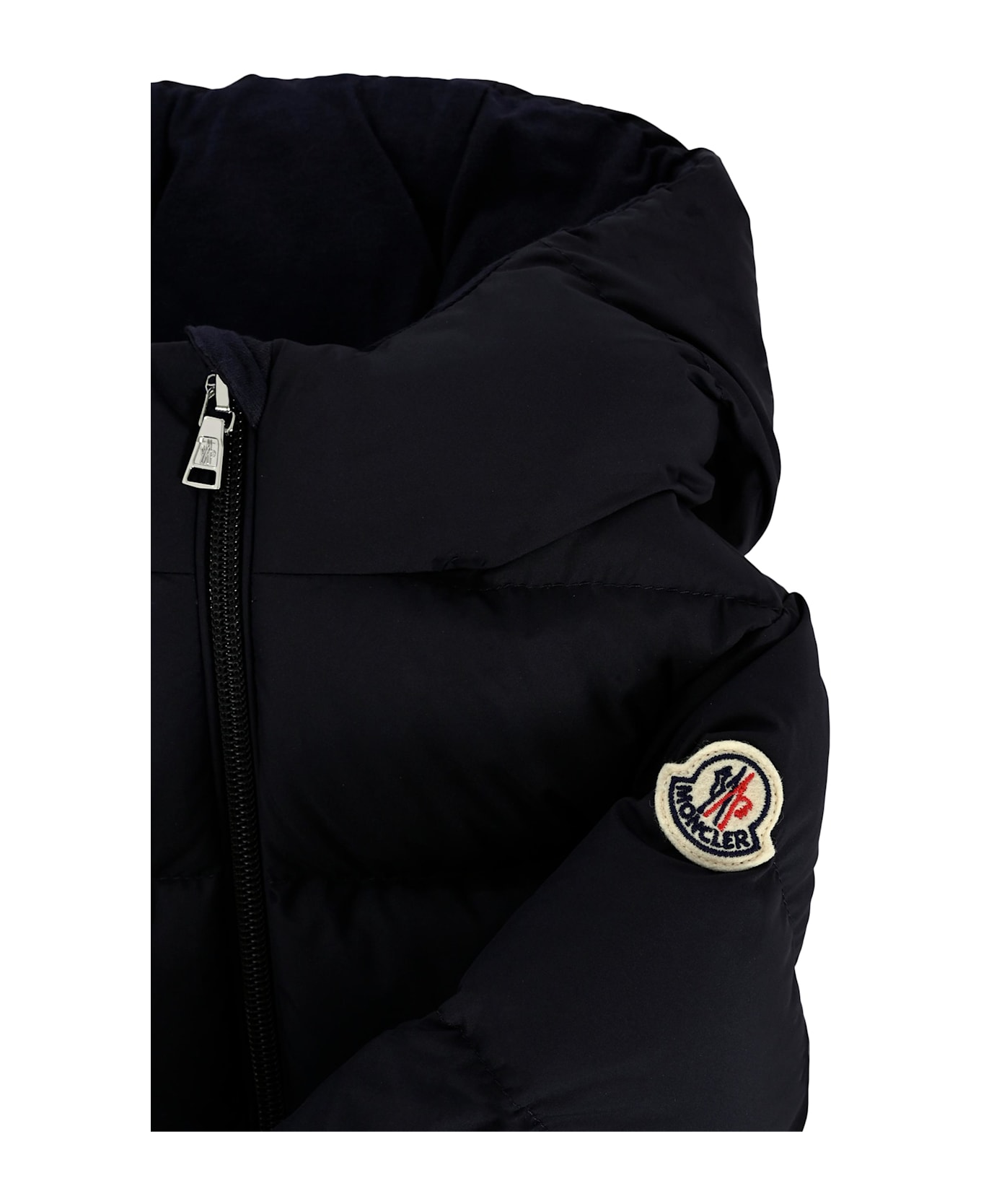 Moncler Blue Down Jacket For Baby Girl With Logo - Blue