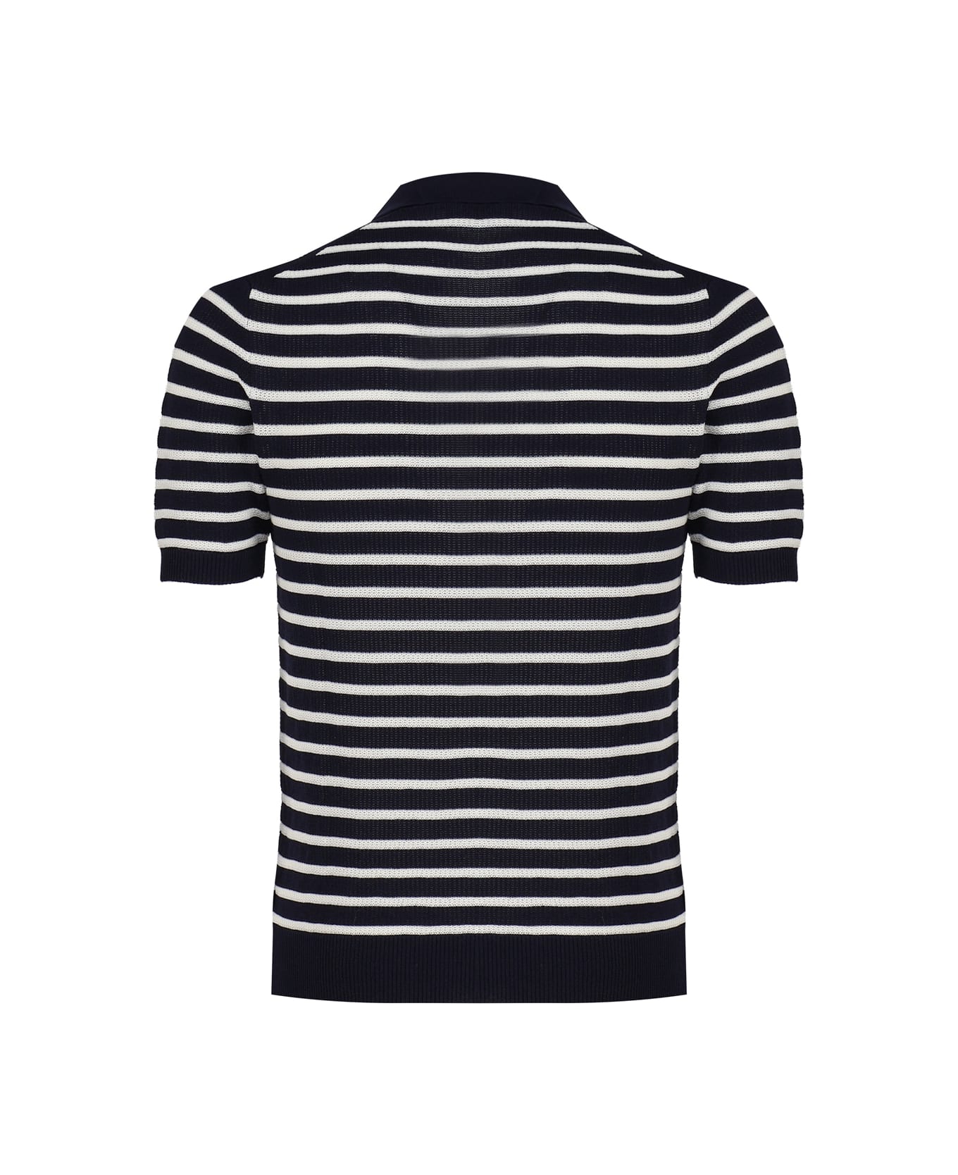 Zanone Cotton Polo T-shirt - Striped blue