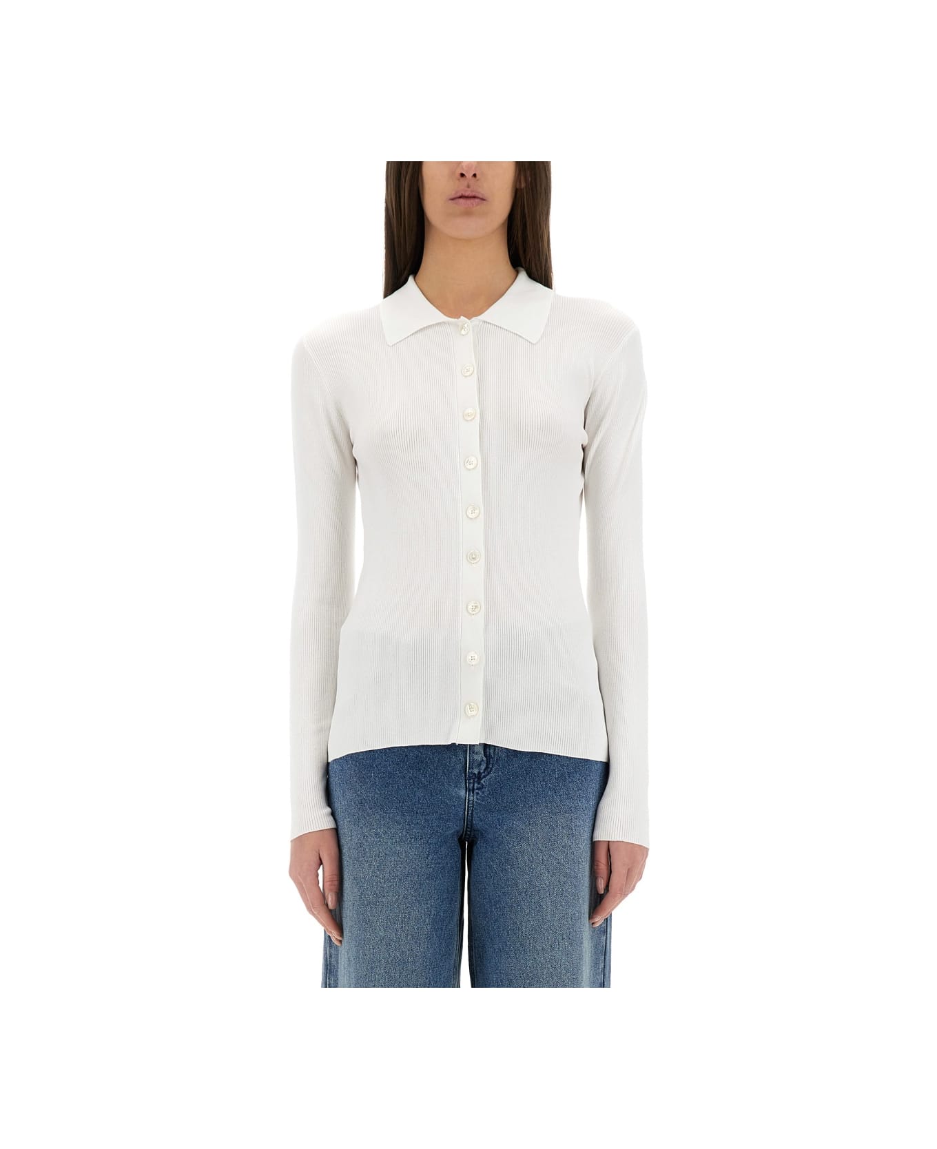 Michael Kors Ribbed Cardigan - Optic White