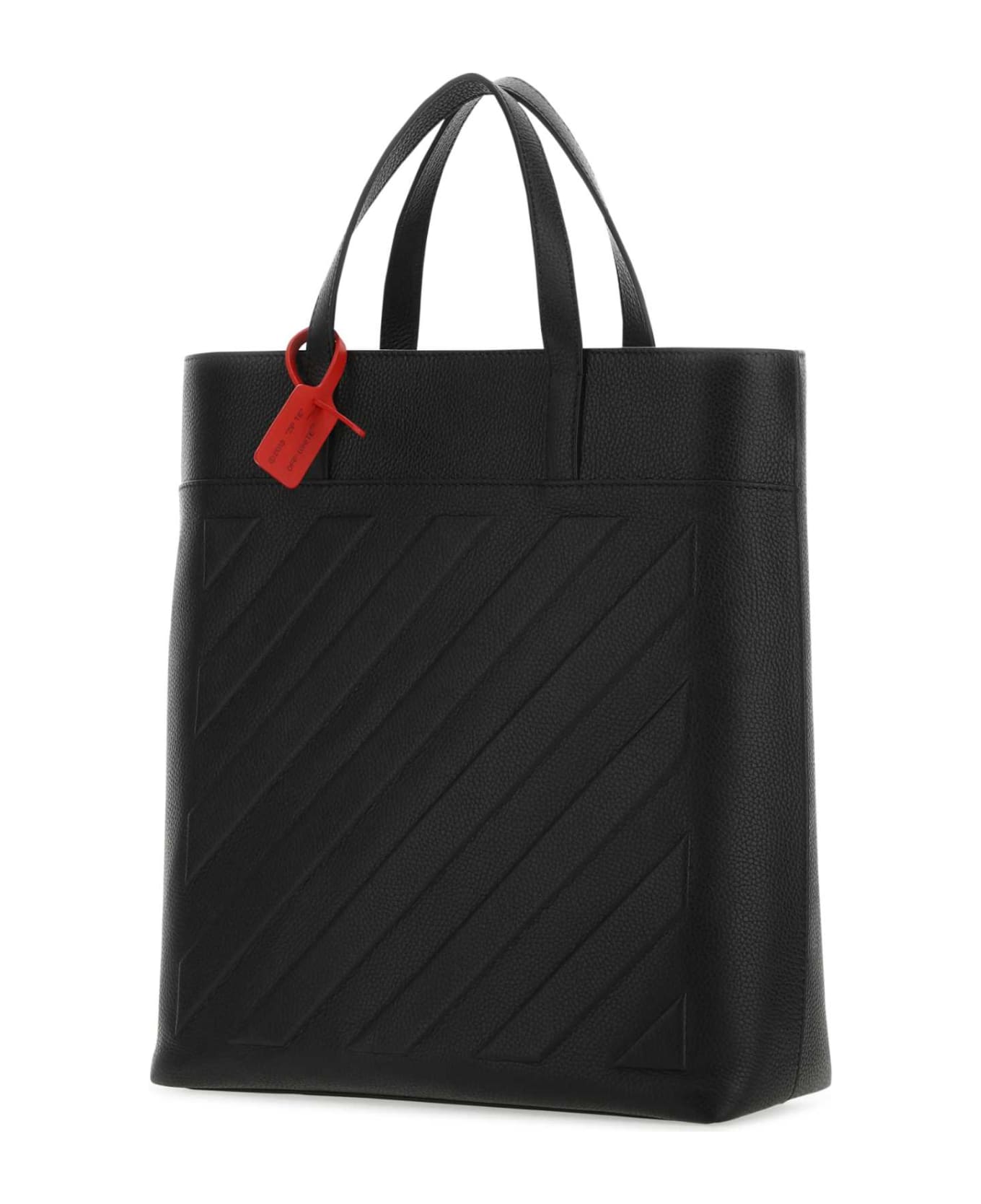 Off-White Black Leather Binder Shopping Bag - BLACKNOCOLOR トートバッグ