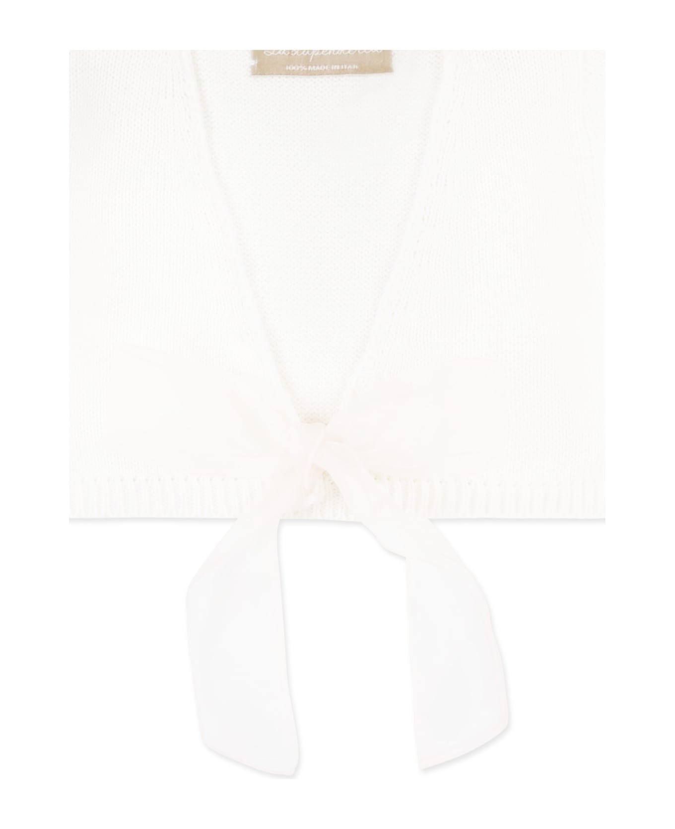 La stupenderia Ivory Cardigan For Baby Girl With Bow - Ivory