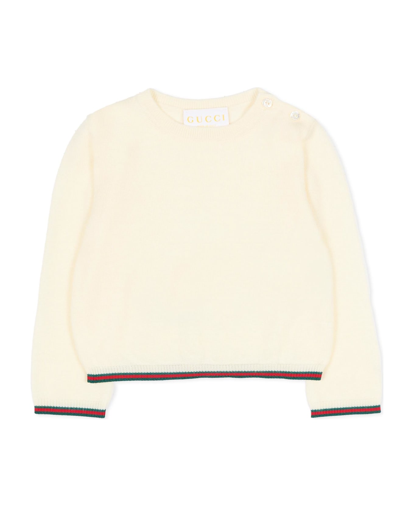 Gucci Ivory Sweater For Babykids With Web Detail - Ivory