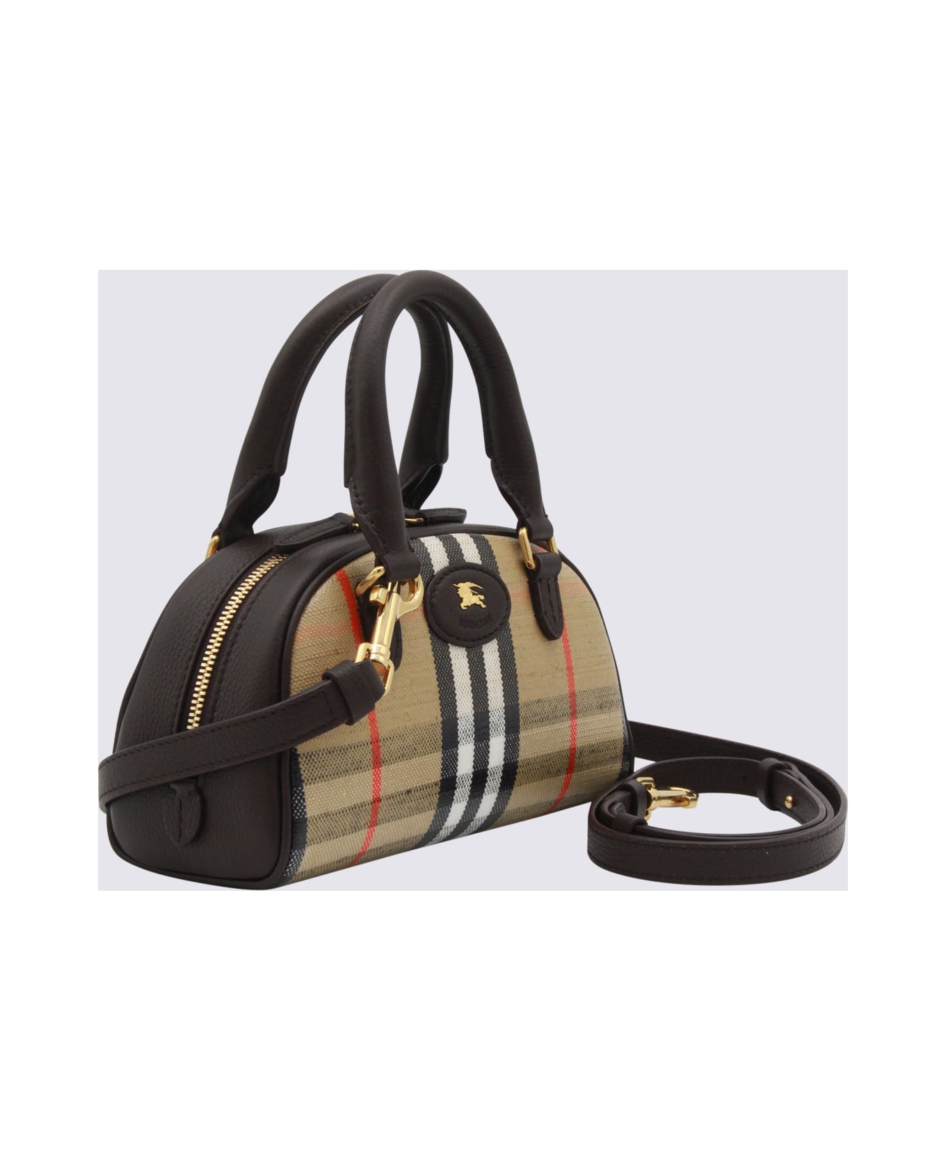 Burberry Beige Cotton Ll Highlands Mini Bowling Top Handle Bag - SAND