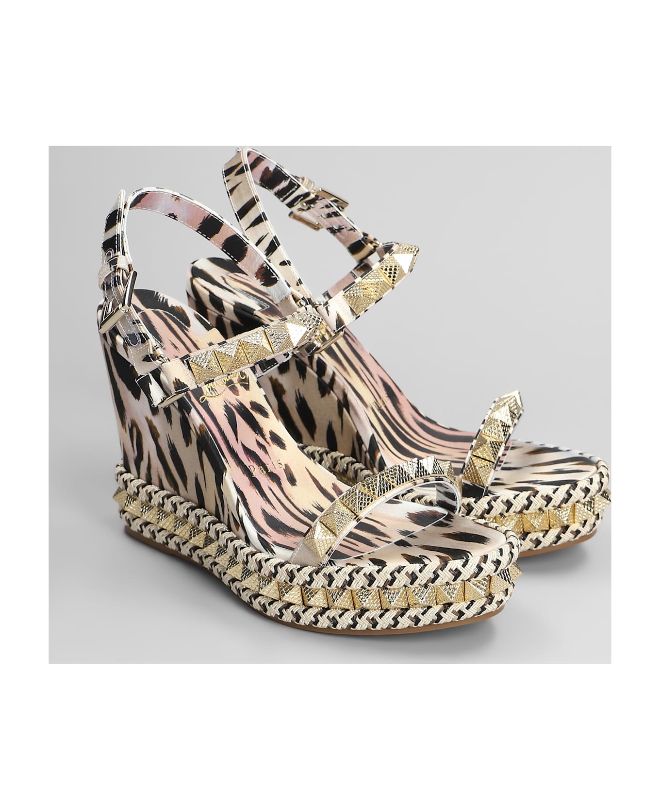 Christian Louboutin Pyraclou 110 Sandals In Rose-pink Silk - rose-pink