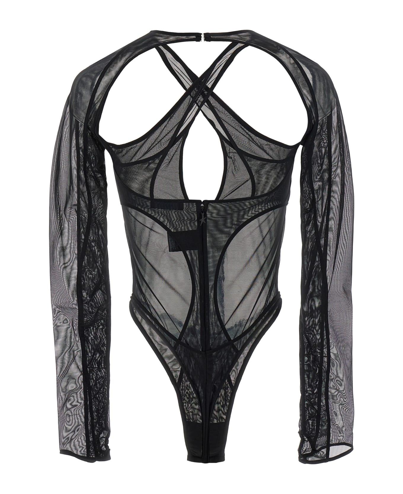 Mugler 'criss-crossed Multi-layer' Bodysuit - Black  